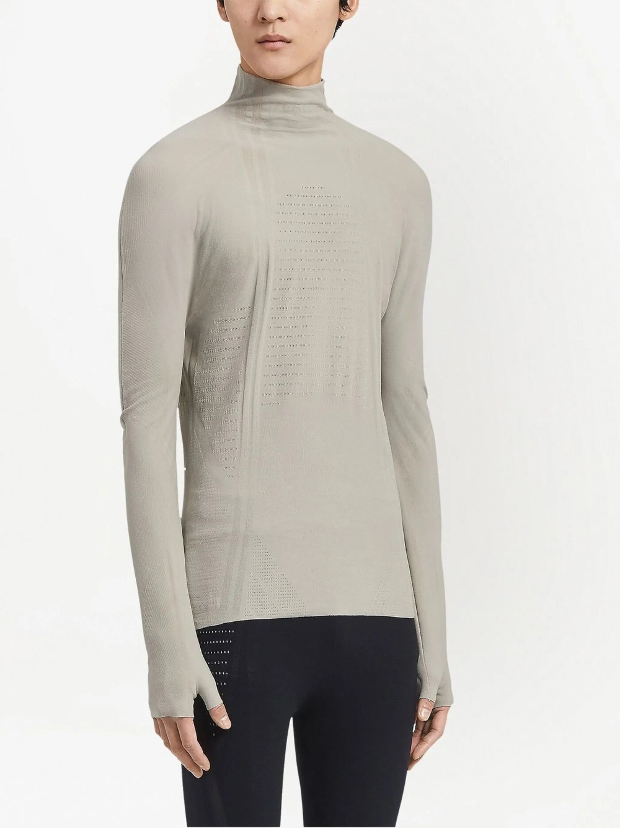 high neck long-sleeve jacquard top