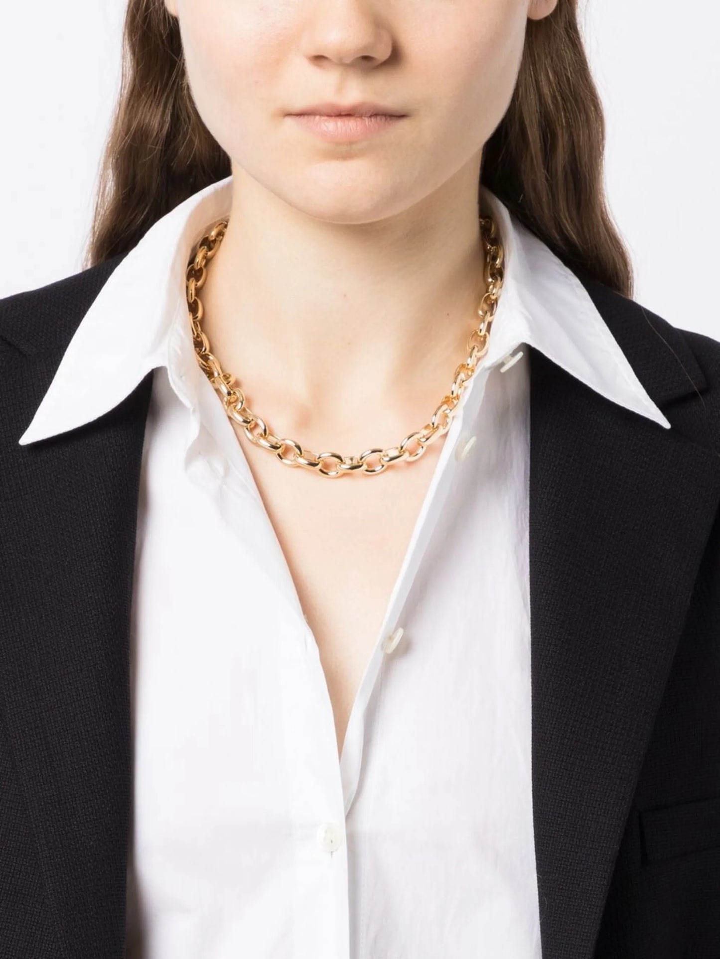 Portrait round-link chain necklace