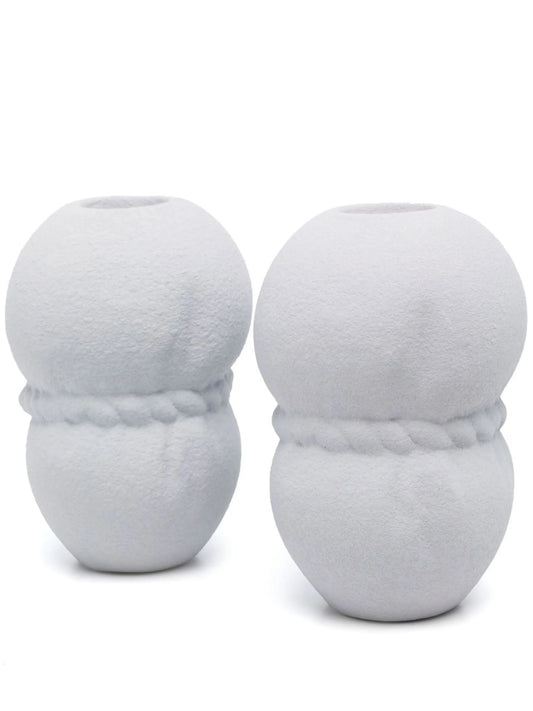 rope ceramic set of two candle holders