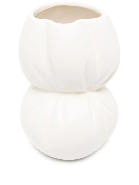 Squeezed tall ceramic vase