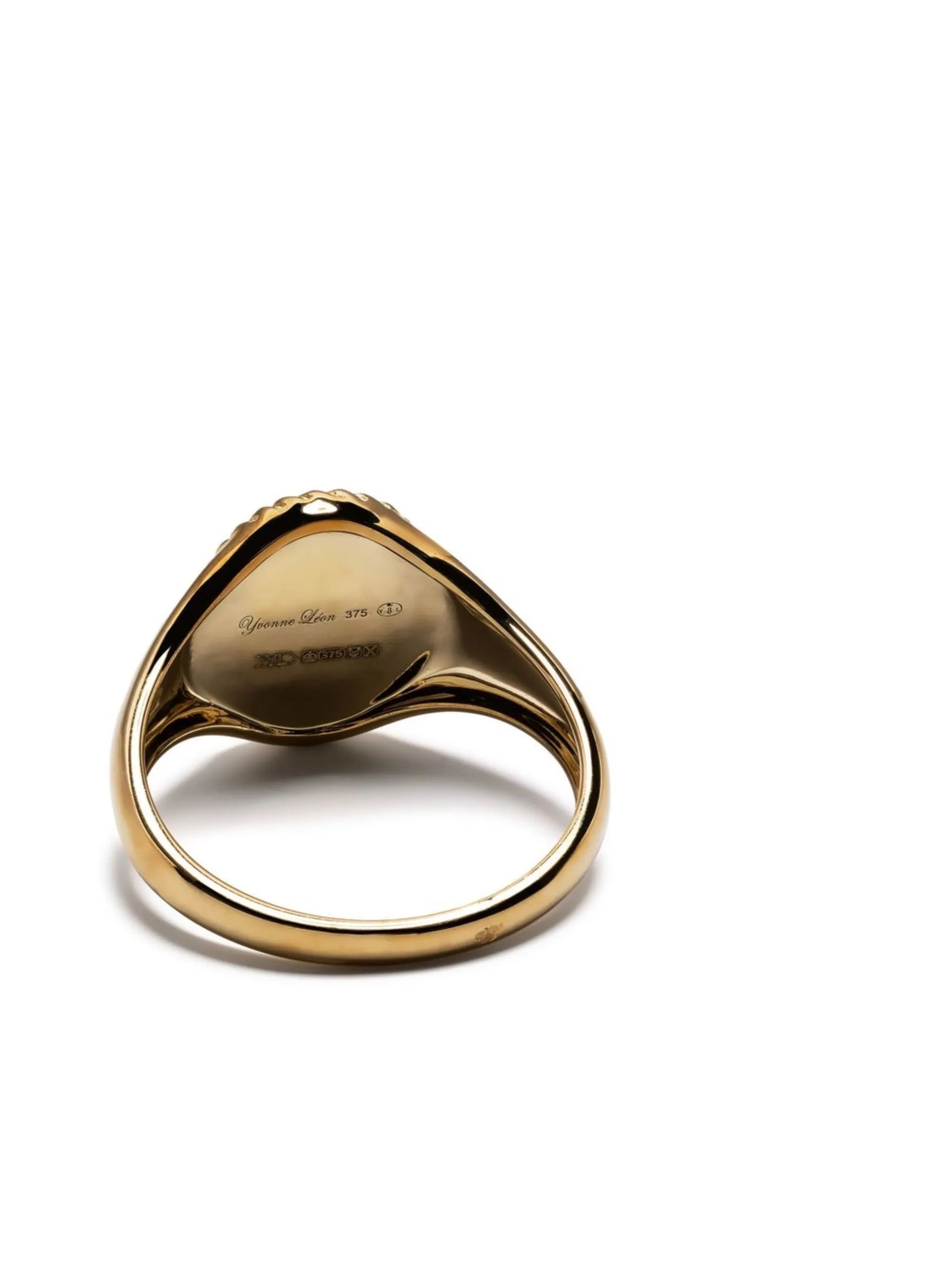 9kt yellow gold onyx and diamond signet ring