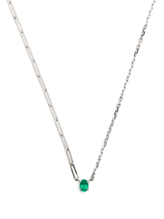 18kt white gold Collier emerald necklace