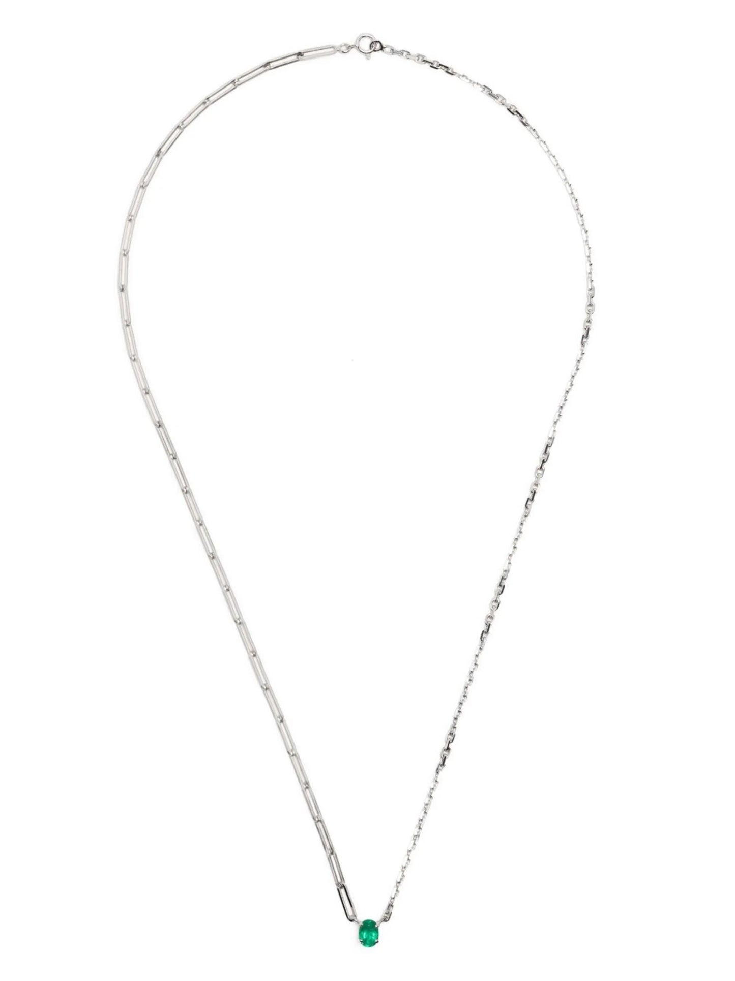18kt white gold Collier emerald necklace