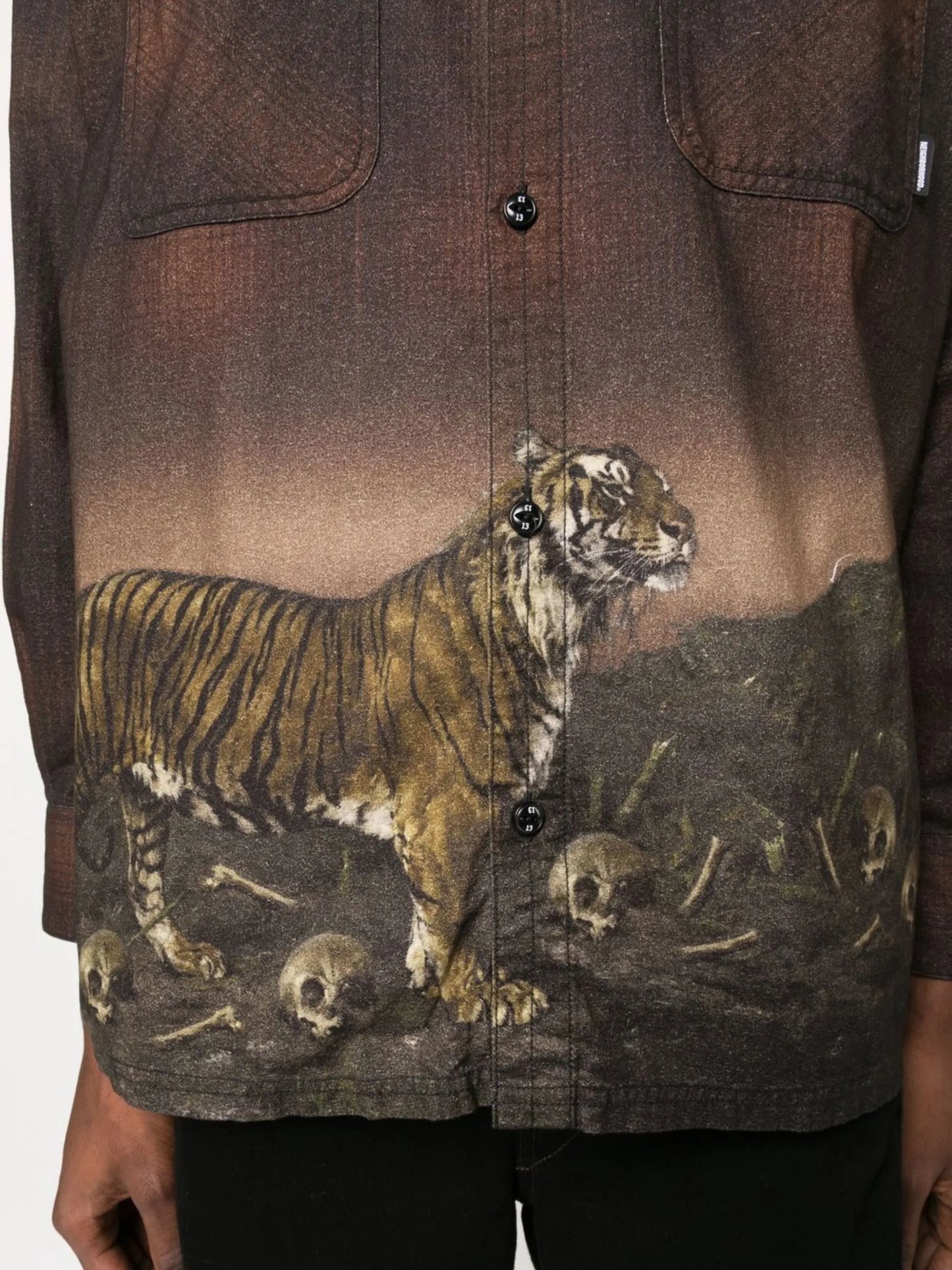 tiger-print checked shirt
