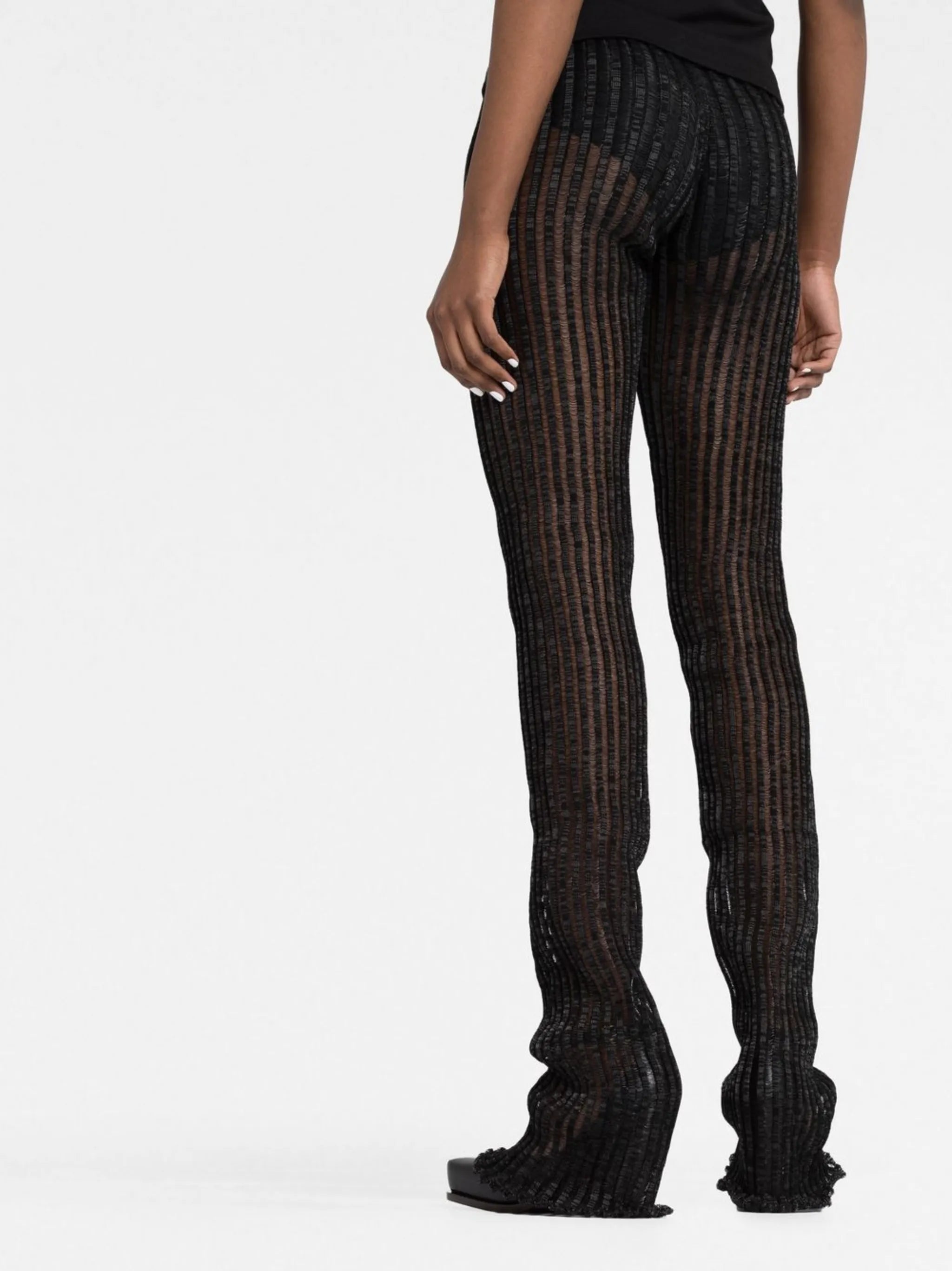 Patricia striped sheer flared trousers