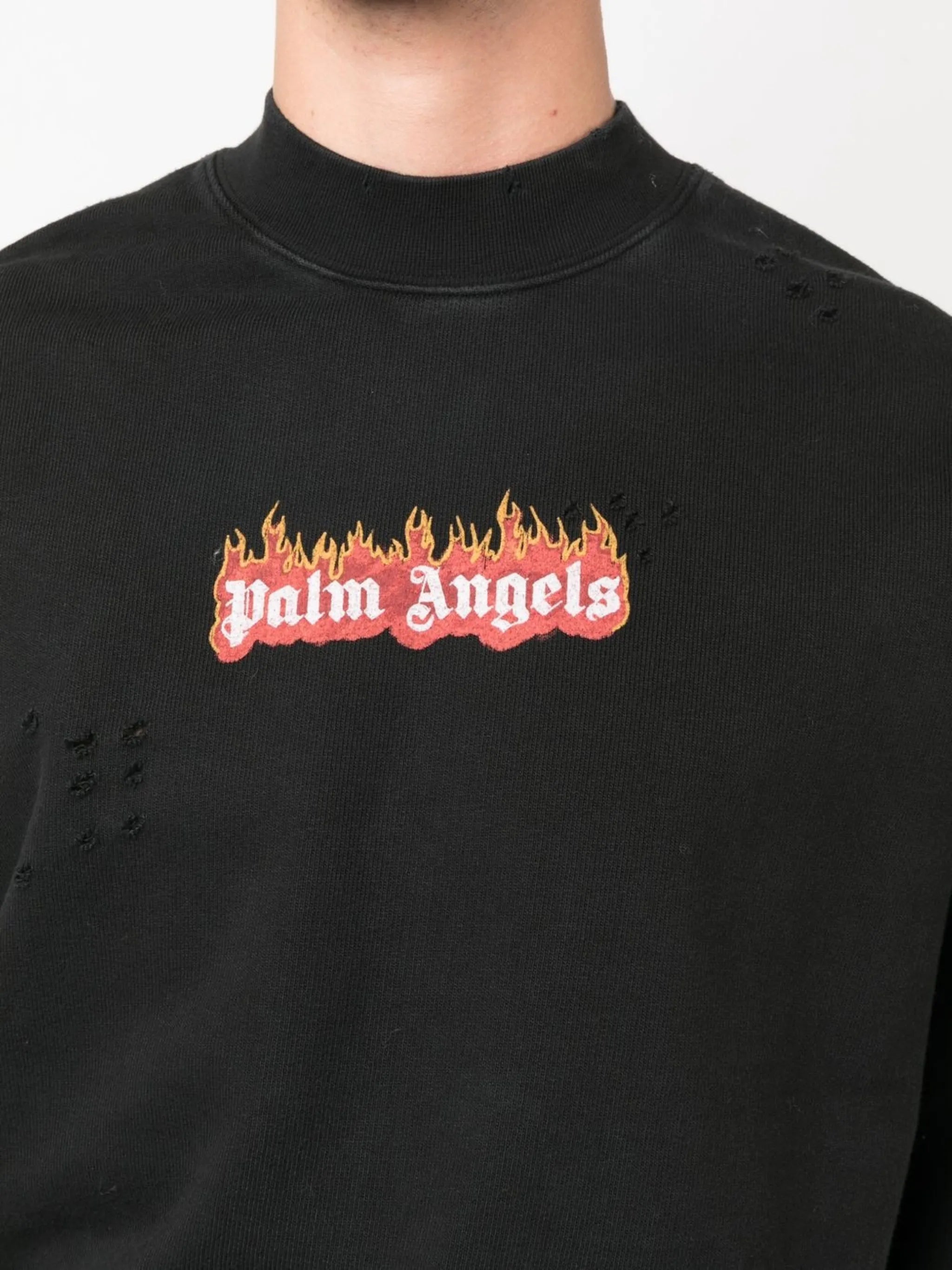 Burning Logo-print distressed sweatshirt