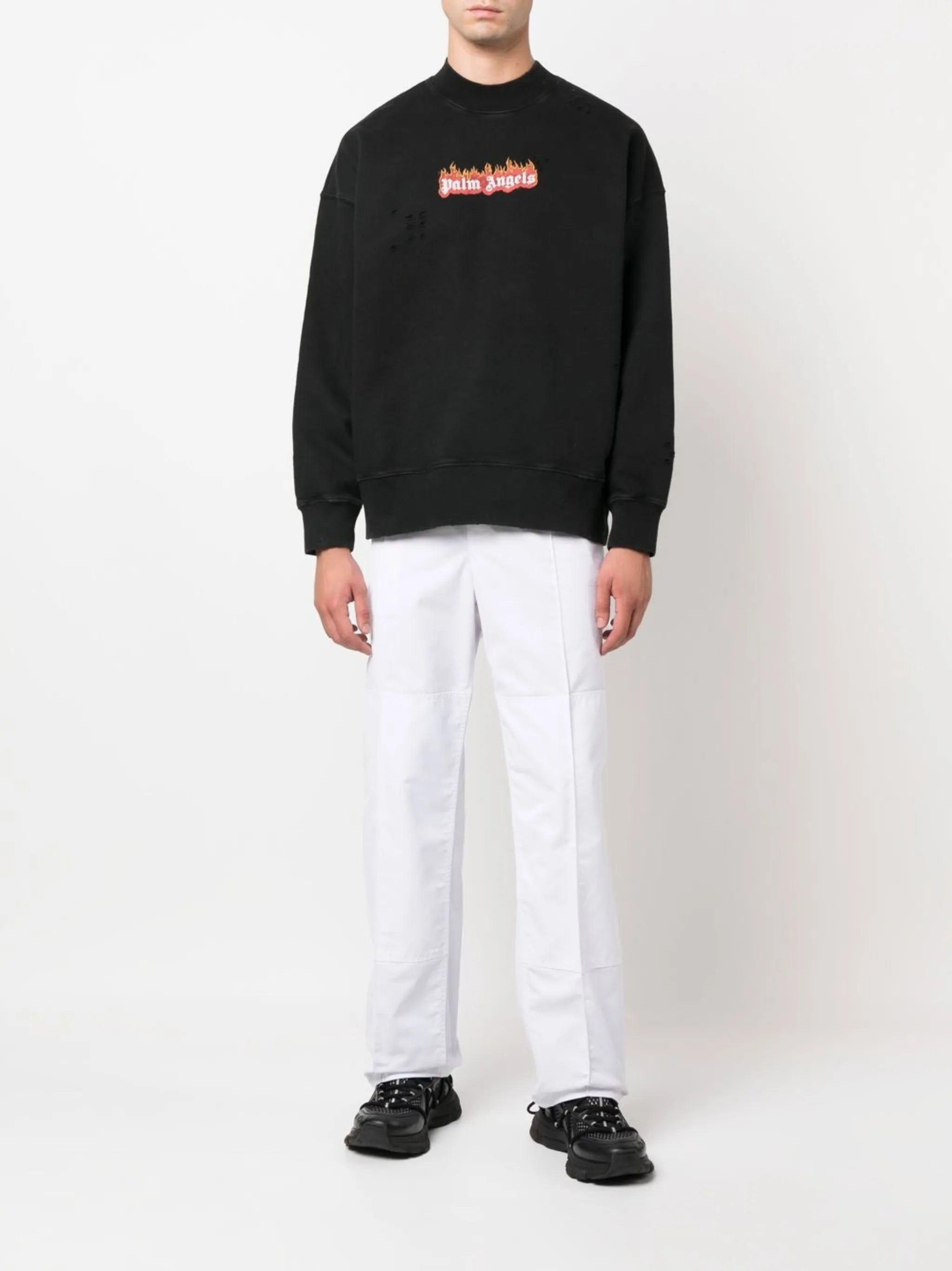 Burning Logo-print distressed sweatshirt