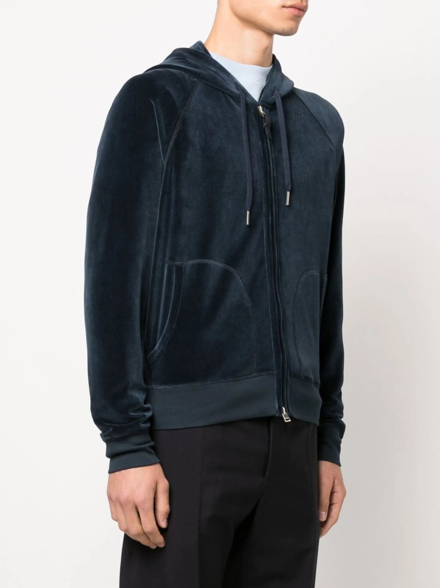 zipped velour hoodie