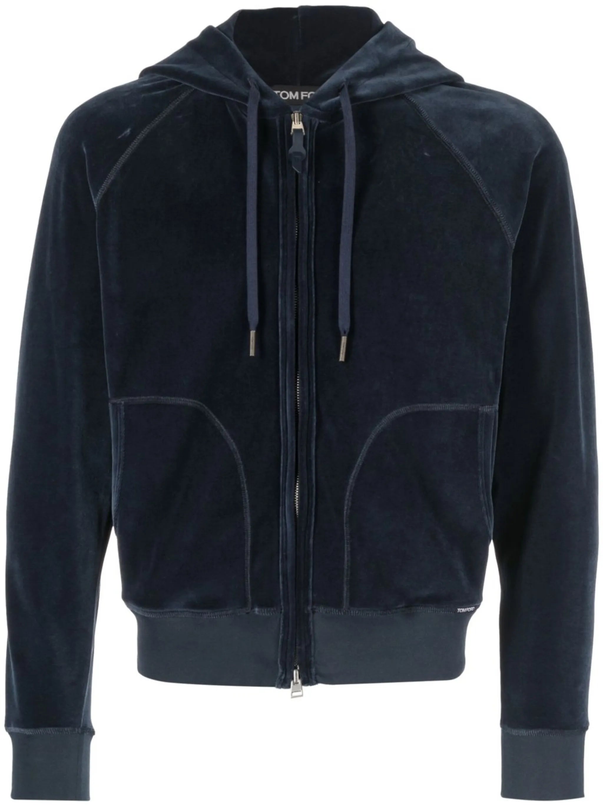 zipped velour hoodie