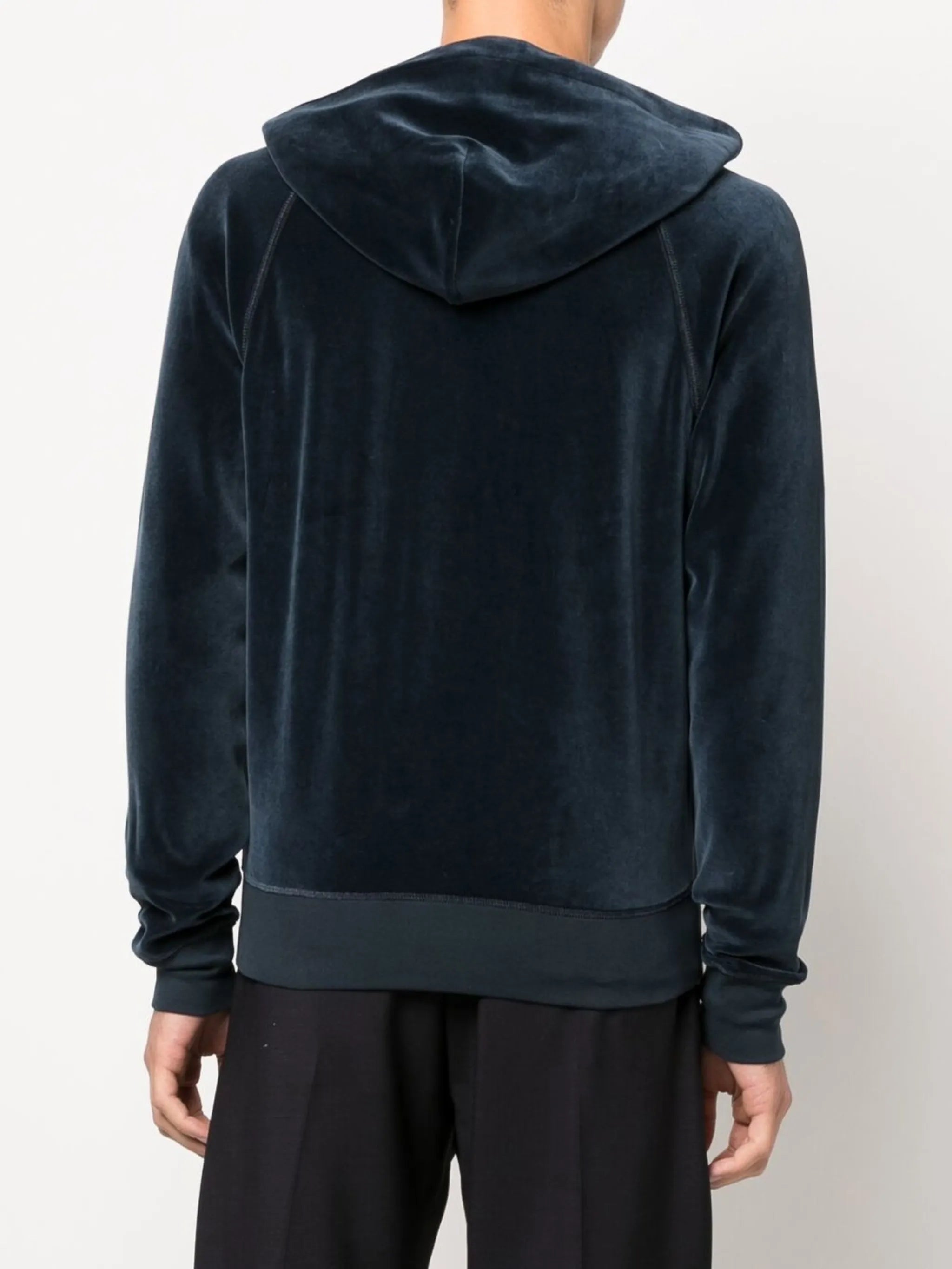 zipped velour hoodie