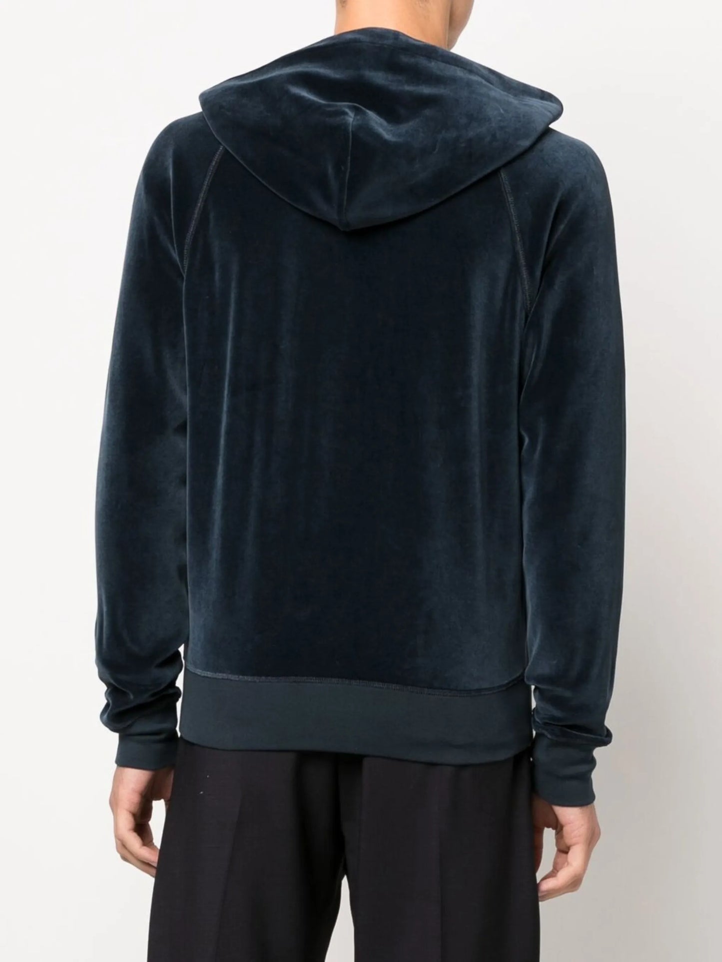 zipped velour hoodie