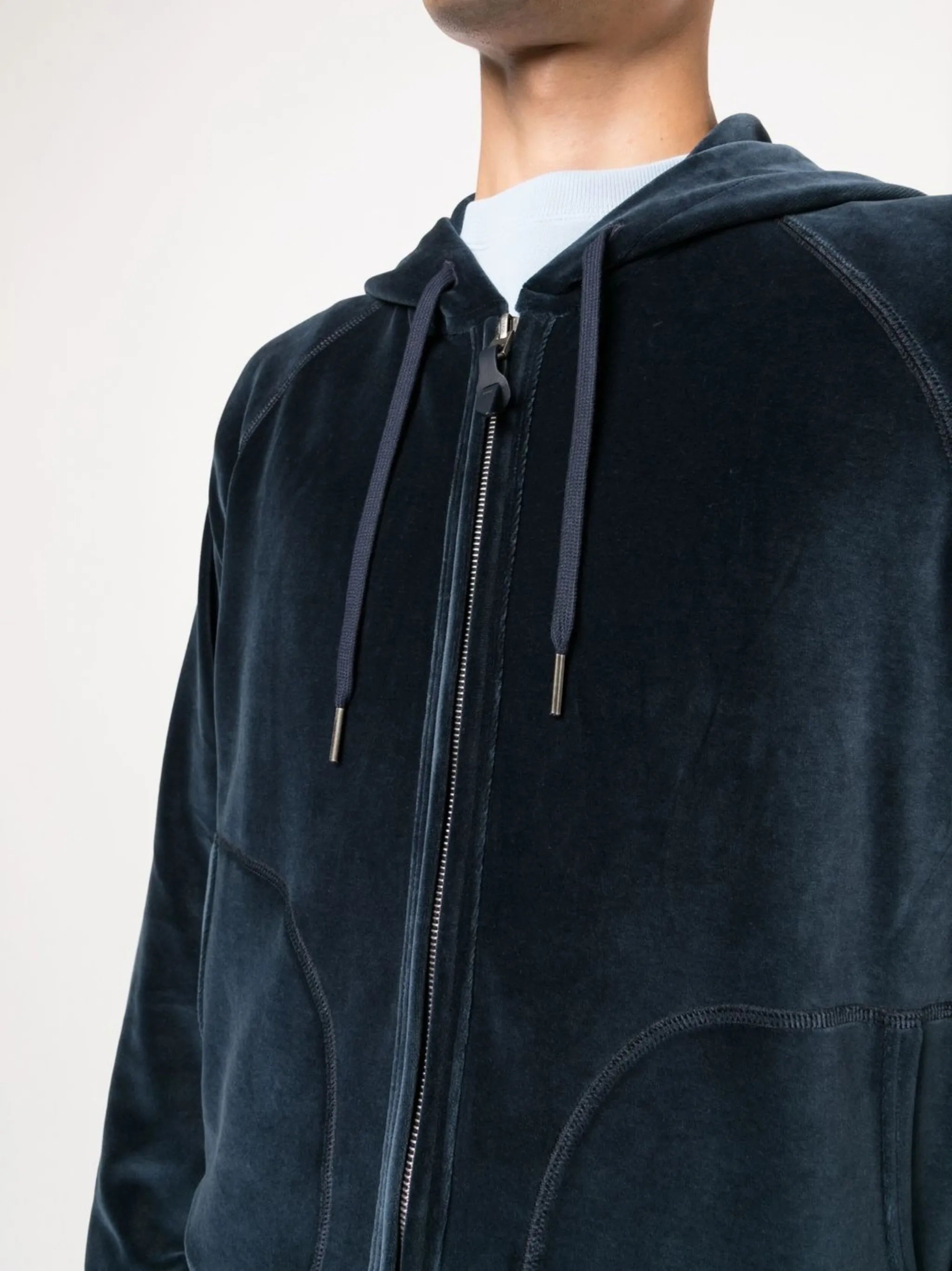 zipped velour hoodie