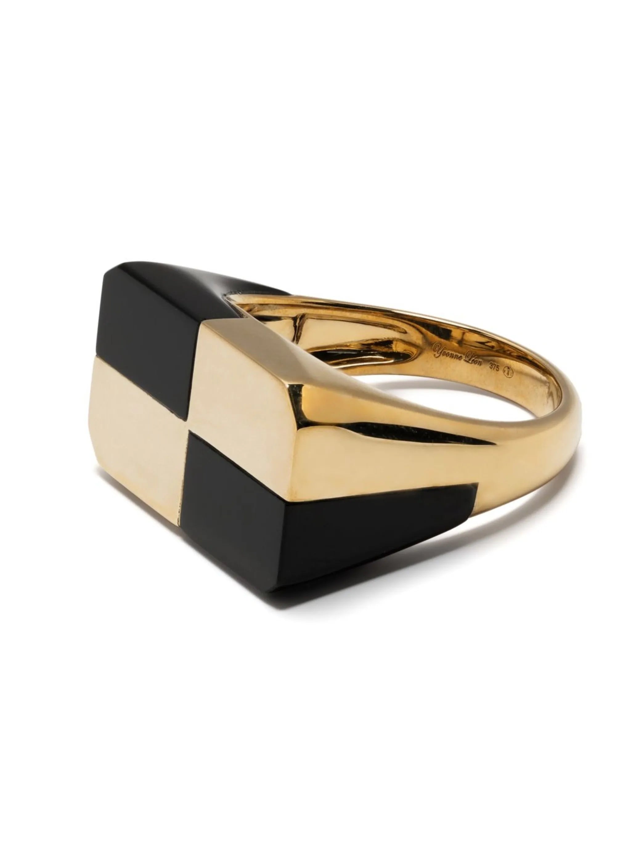 9kt yellow gold onyx ring