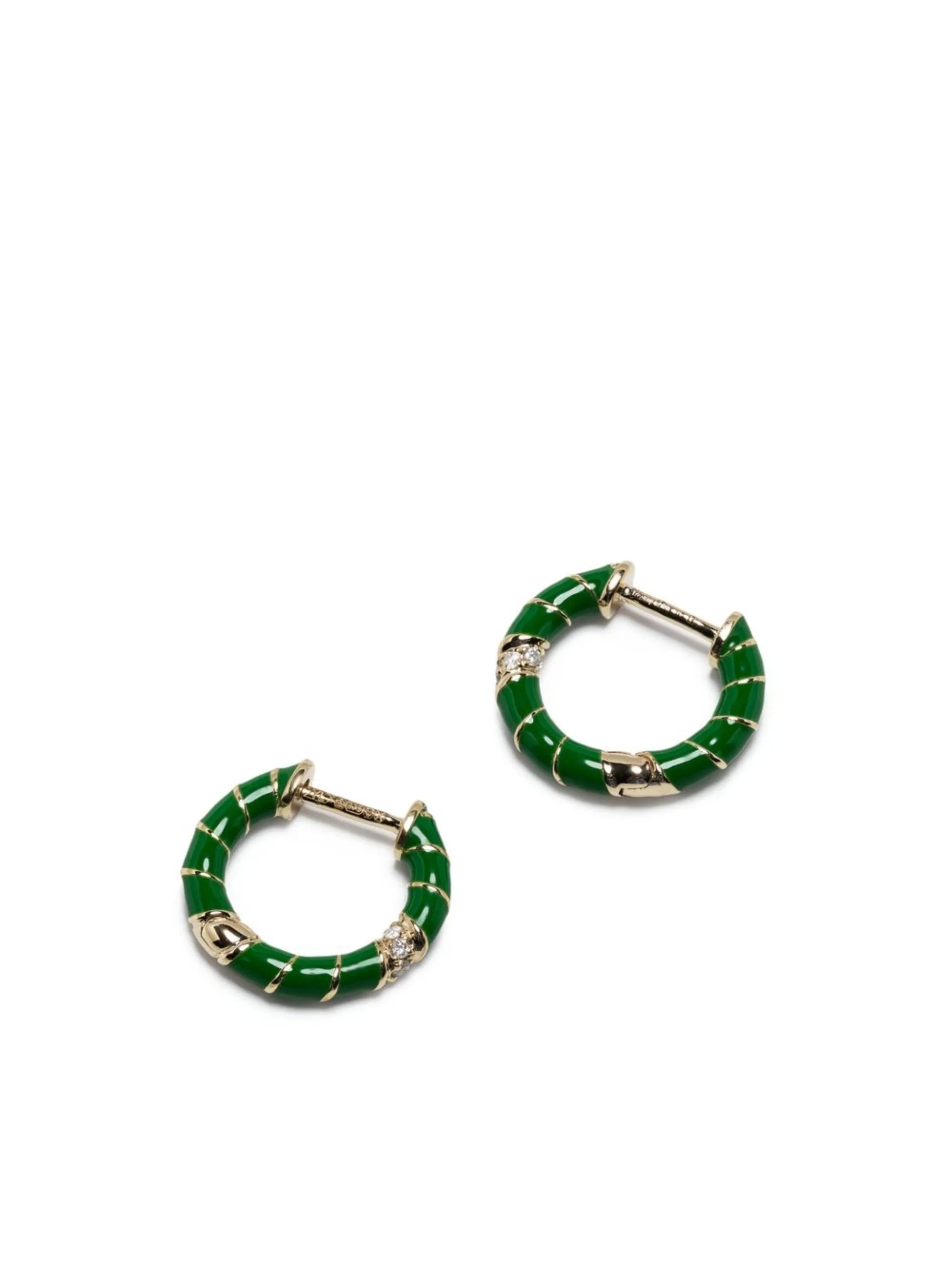 9kt yellow gold diamond and enamel earrings