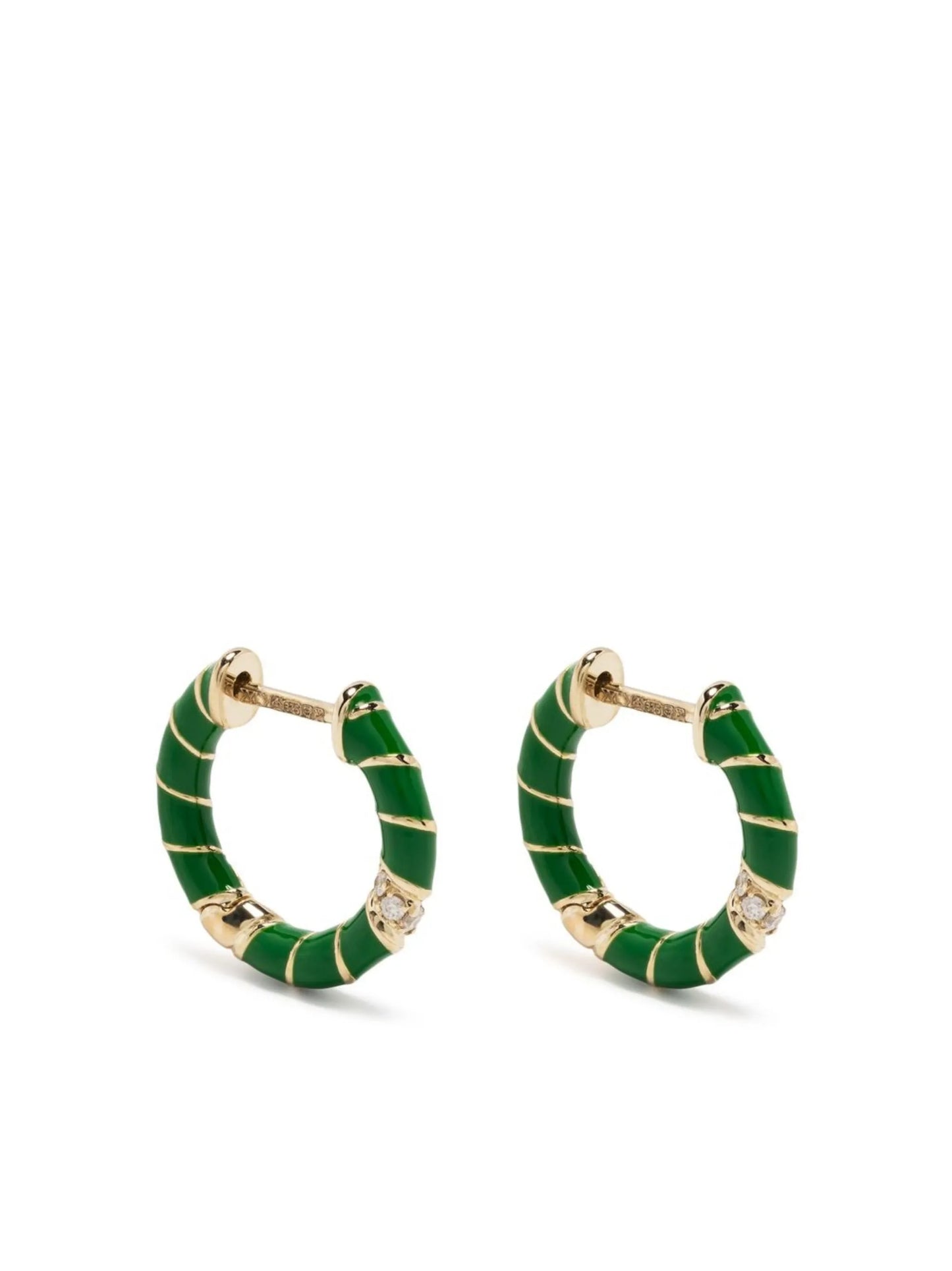 9kt yellow gold diamond and enamel earrings