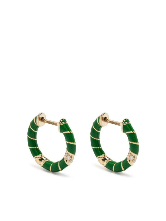 9kt yellow gold diamond and enamel earrings