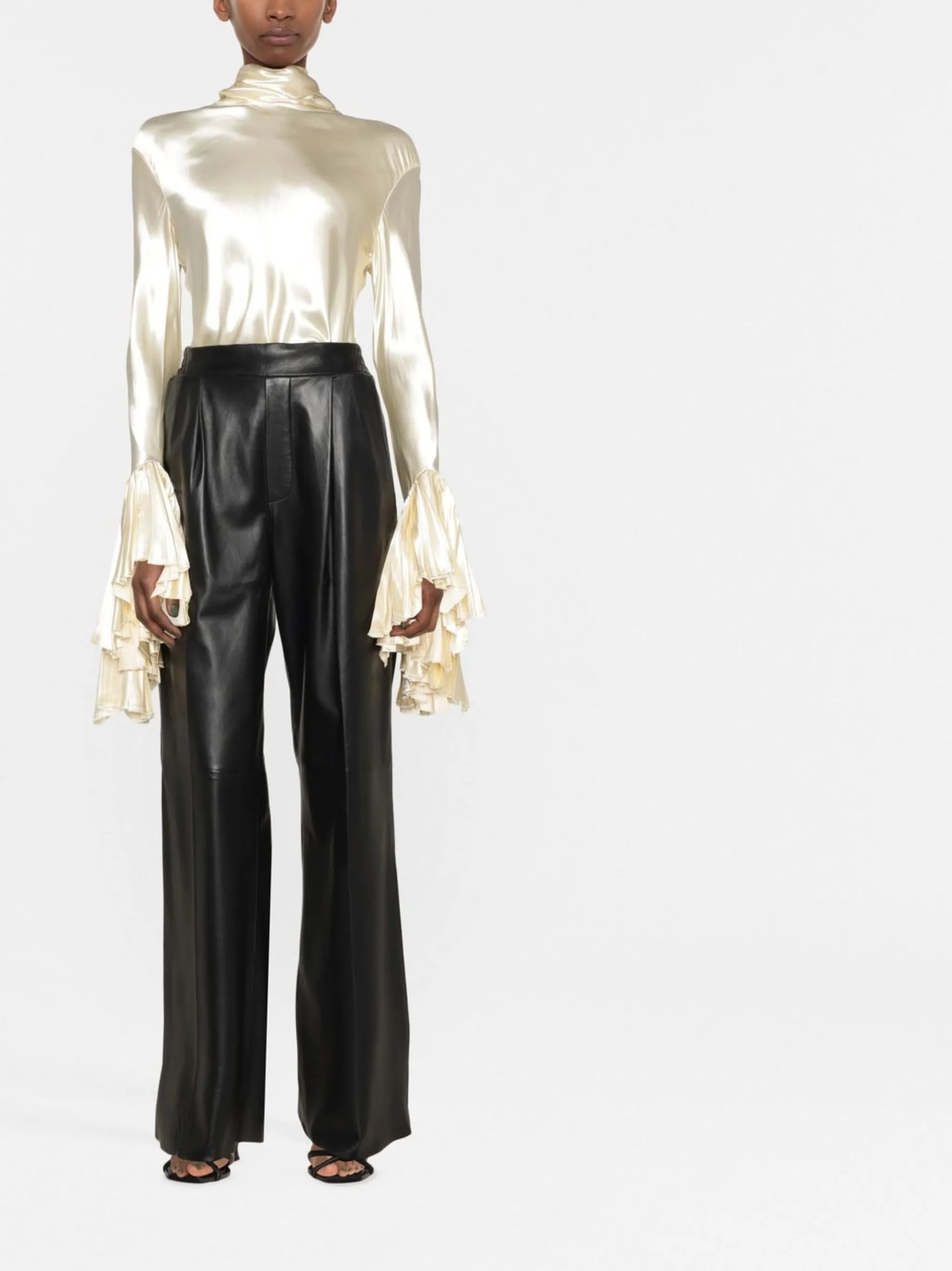 pleated-cuff silk blouse