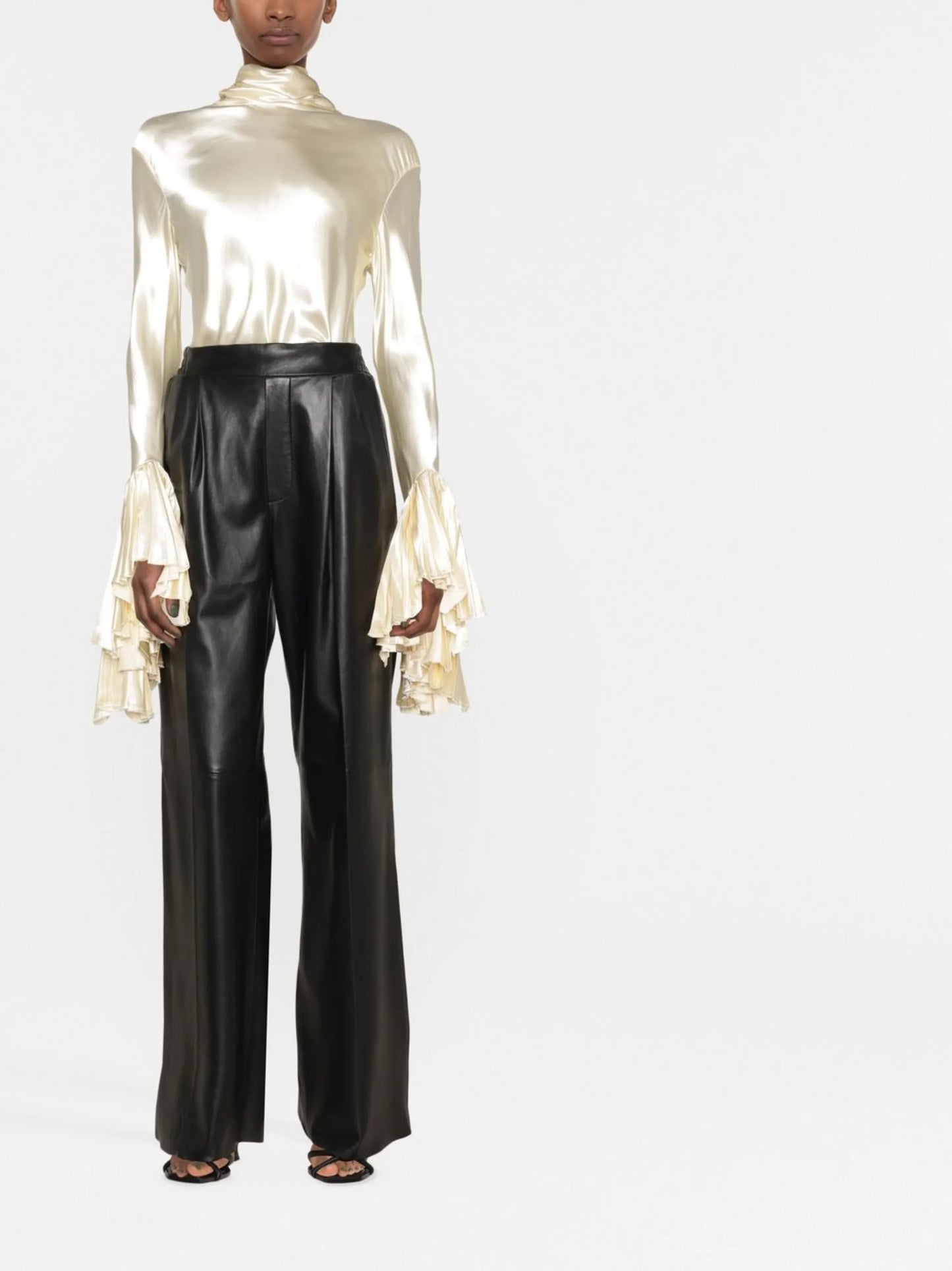 pleated-cuff silk blouse