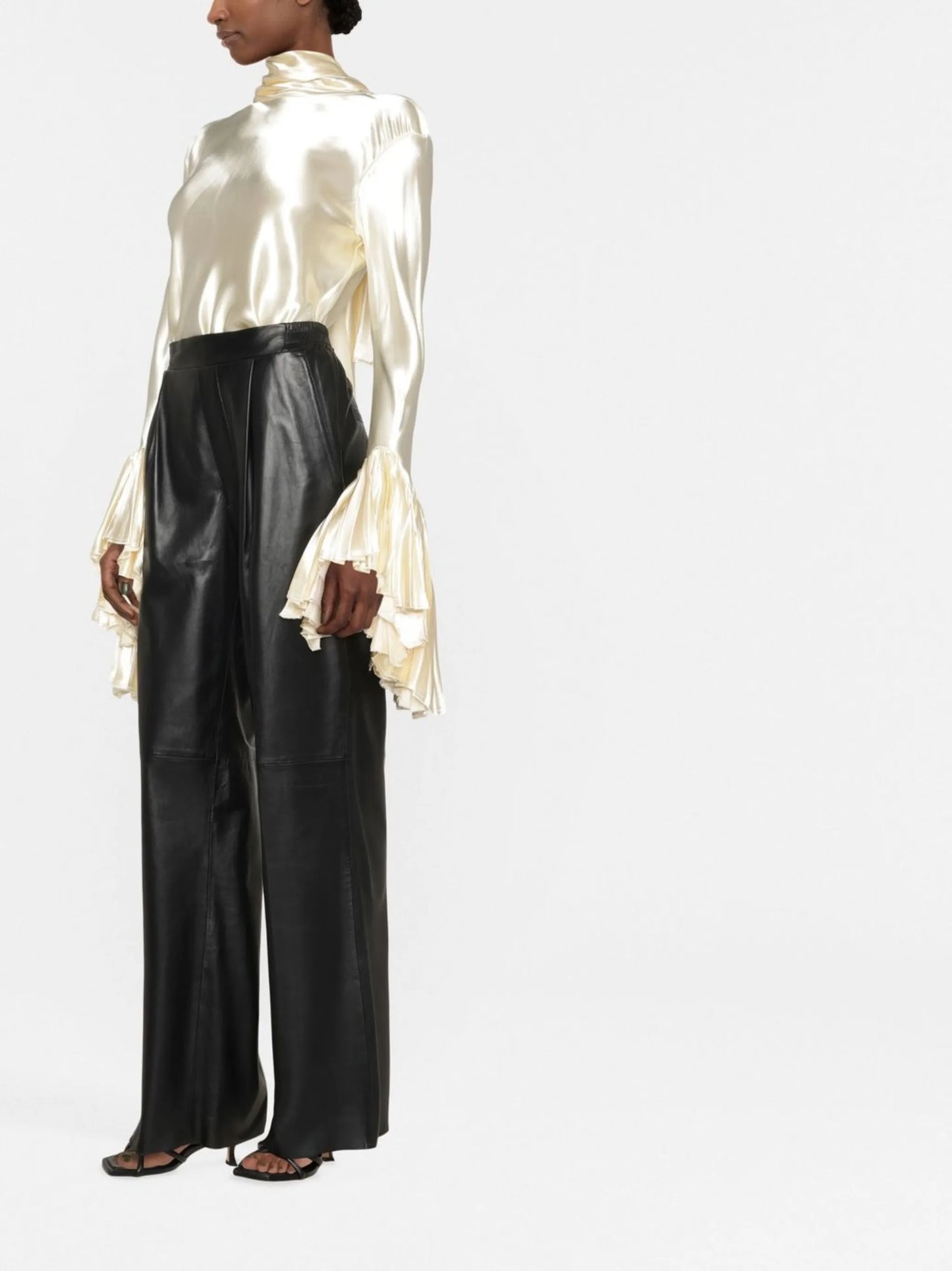 pleated-cuff silk blouse