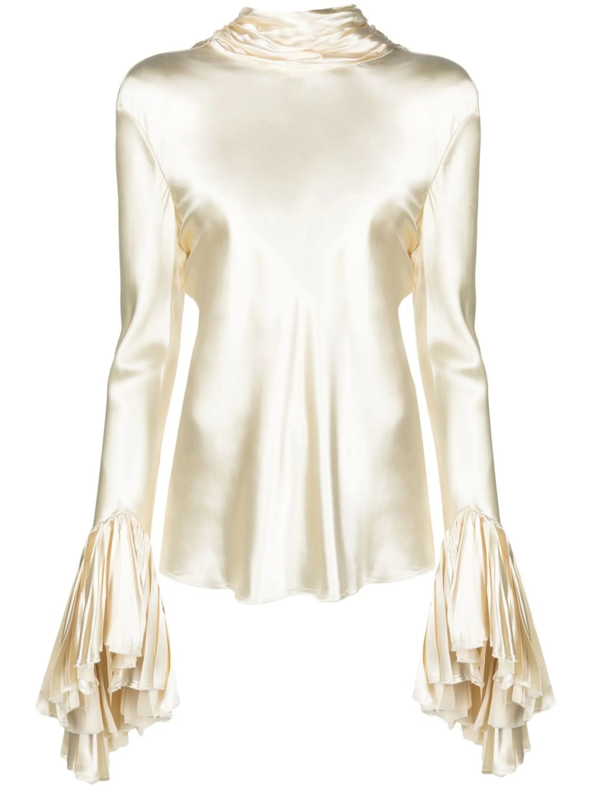pleated-cuff silk blouse