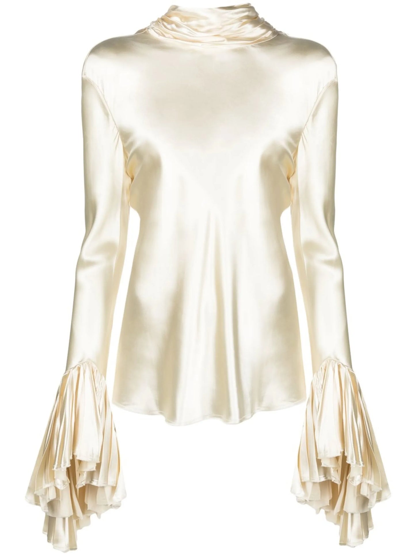 pleated-cuff silk blouse
