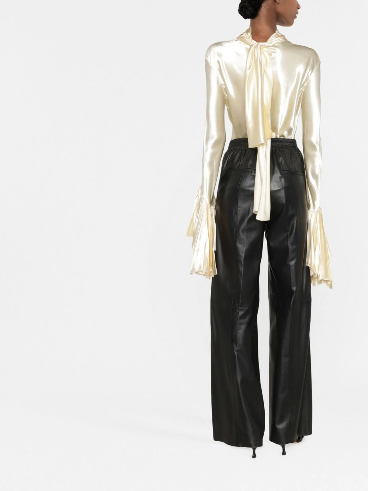 pleated-cuff silk blouse