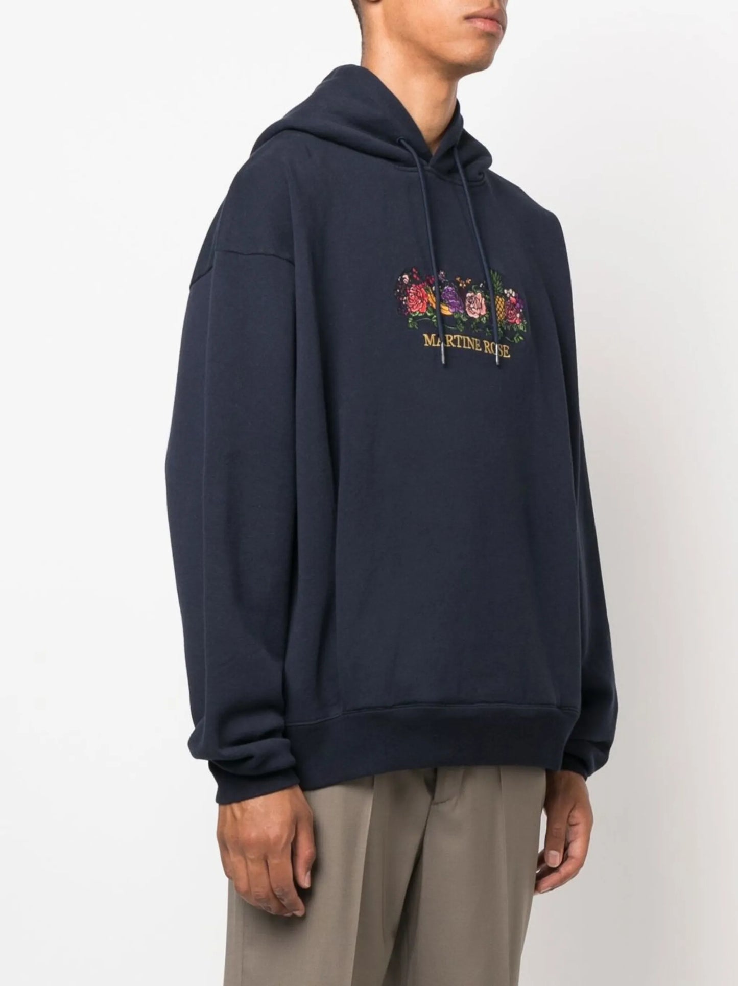 logo-embroidered drawstring hoodie