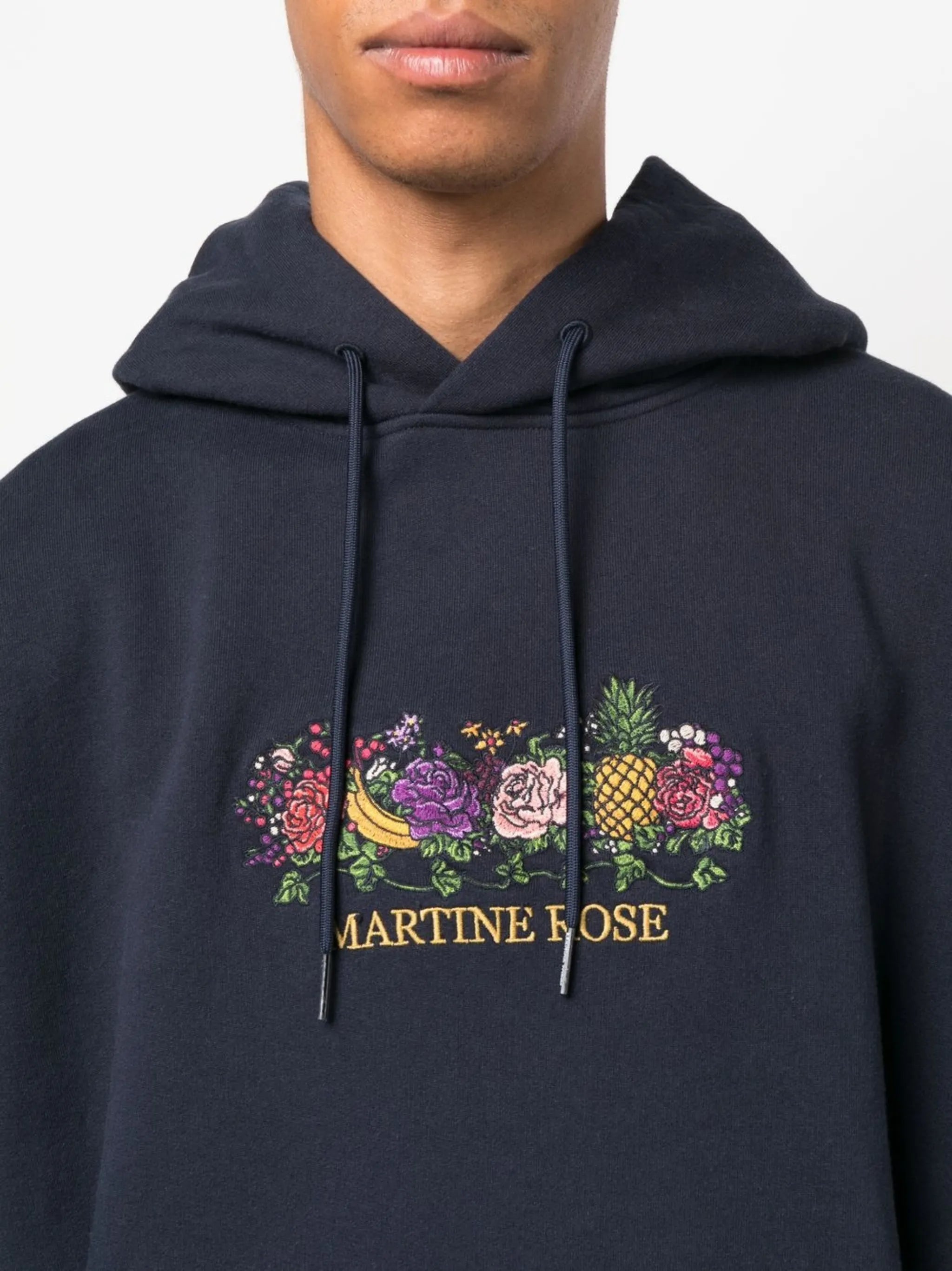 logo-embroidered drawstring hoodie