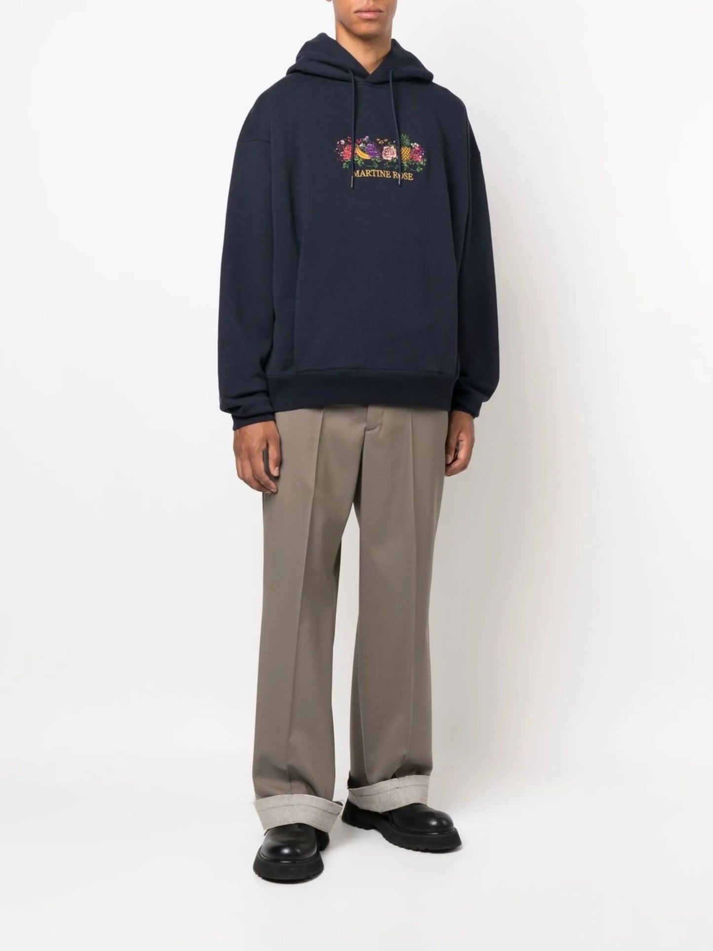 logo-embroidered drawstring hoodie