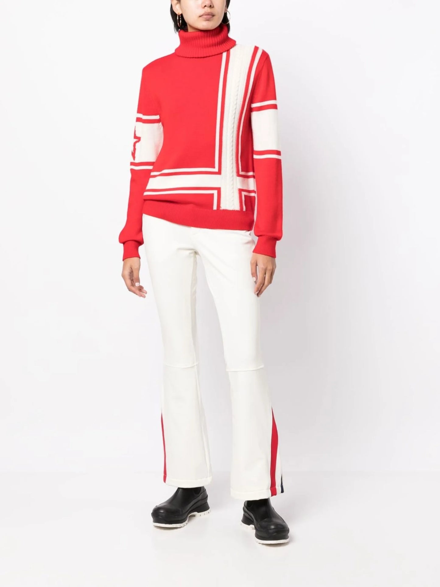 chevron-print flared trousers