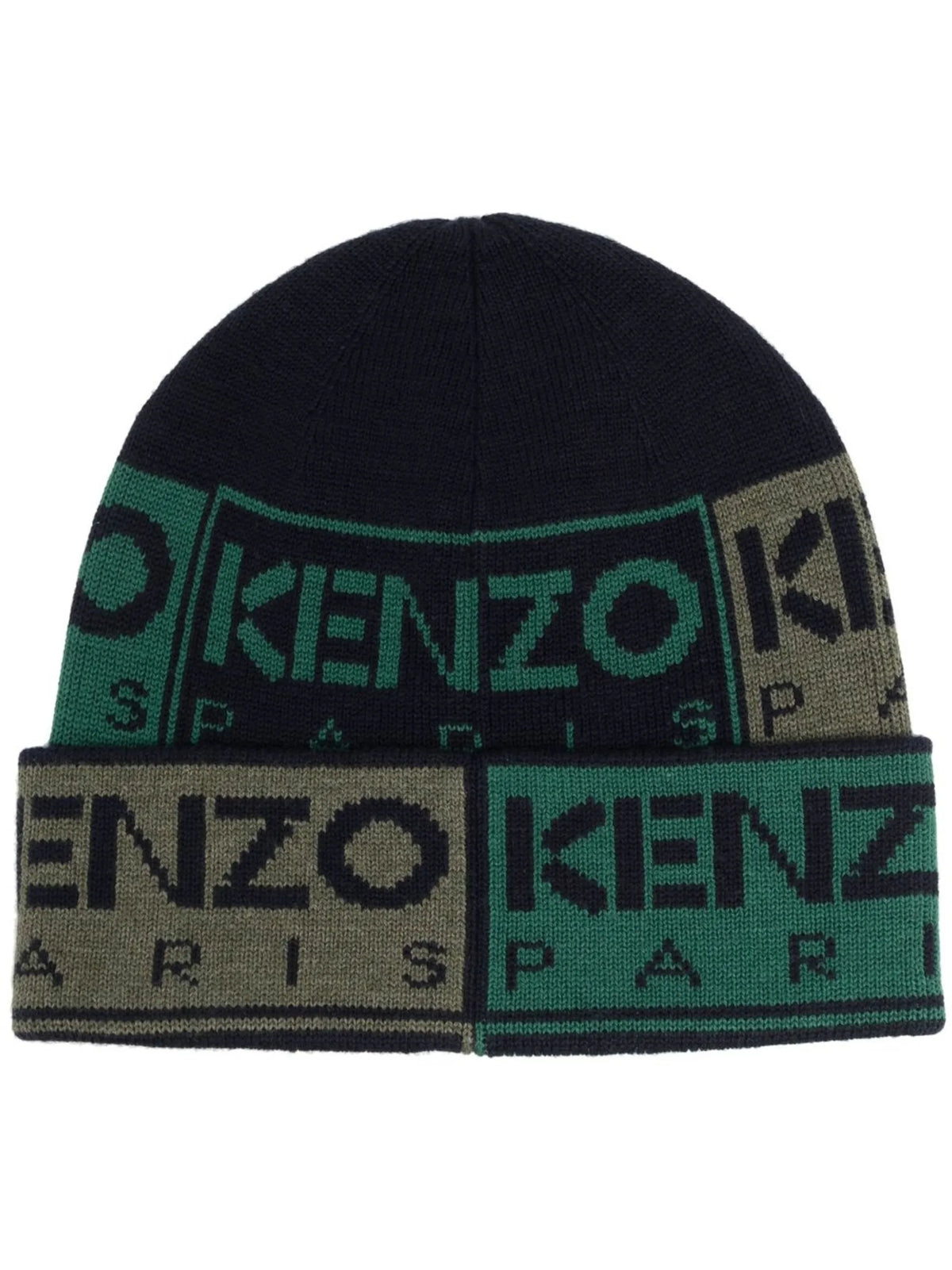 intarsia-knit wool-cotton beanie