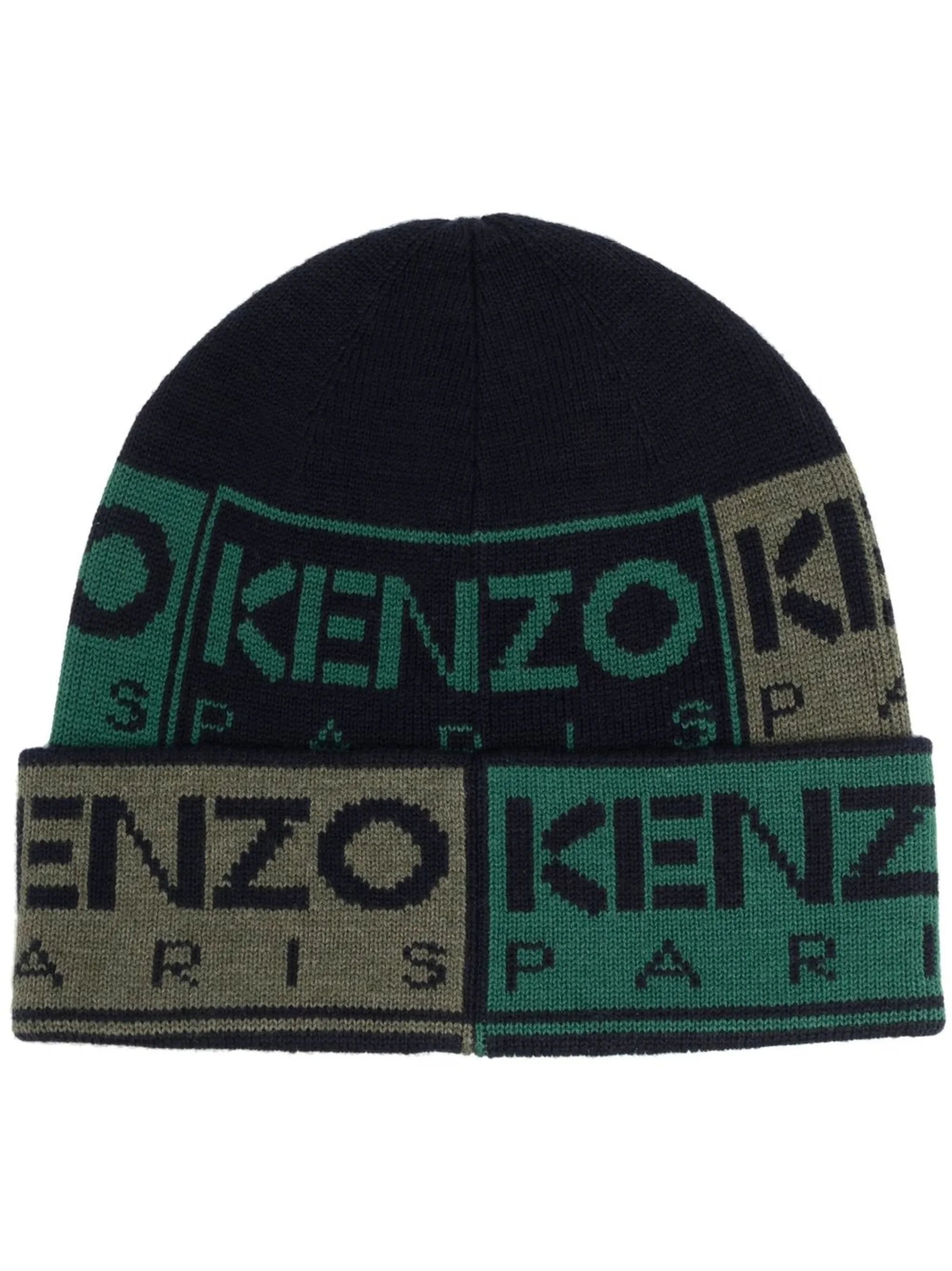 intarsia-knit wool-cotton beanie