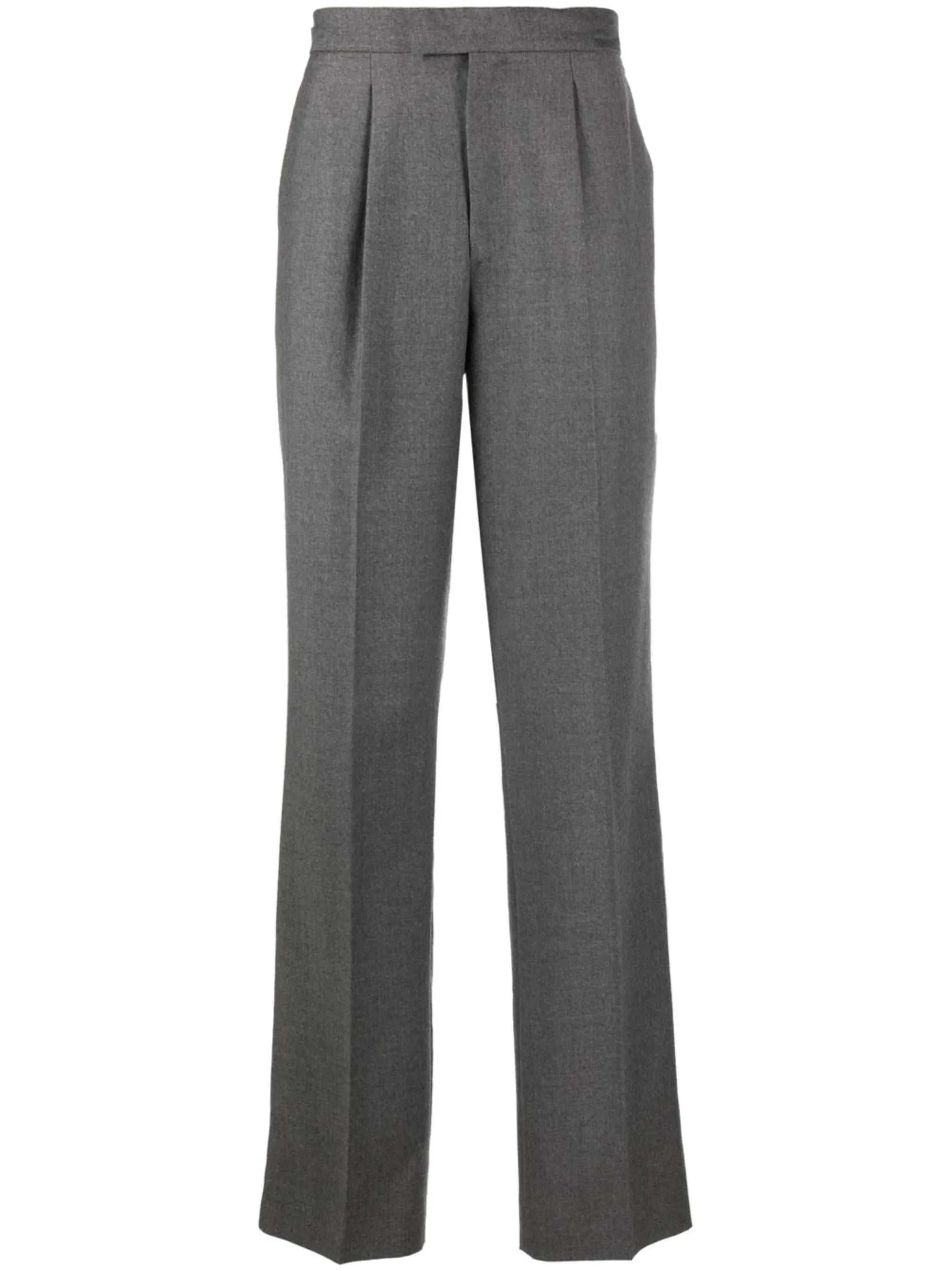 straight-leg wool trousers