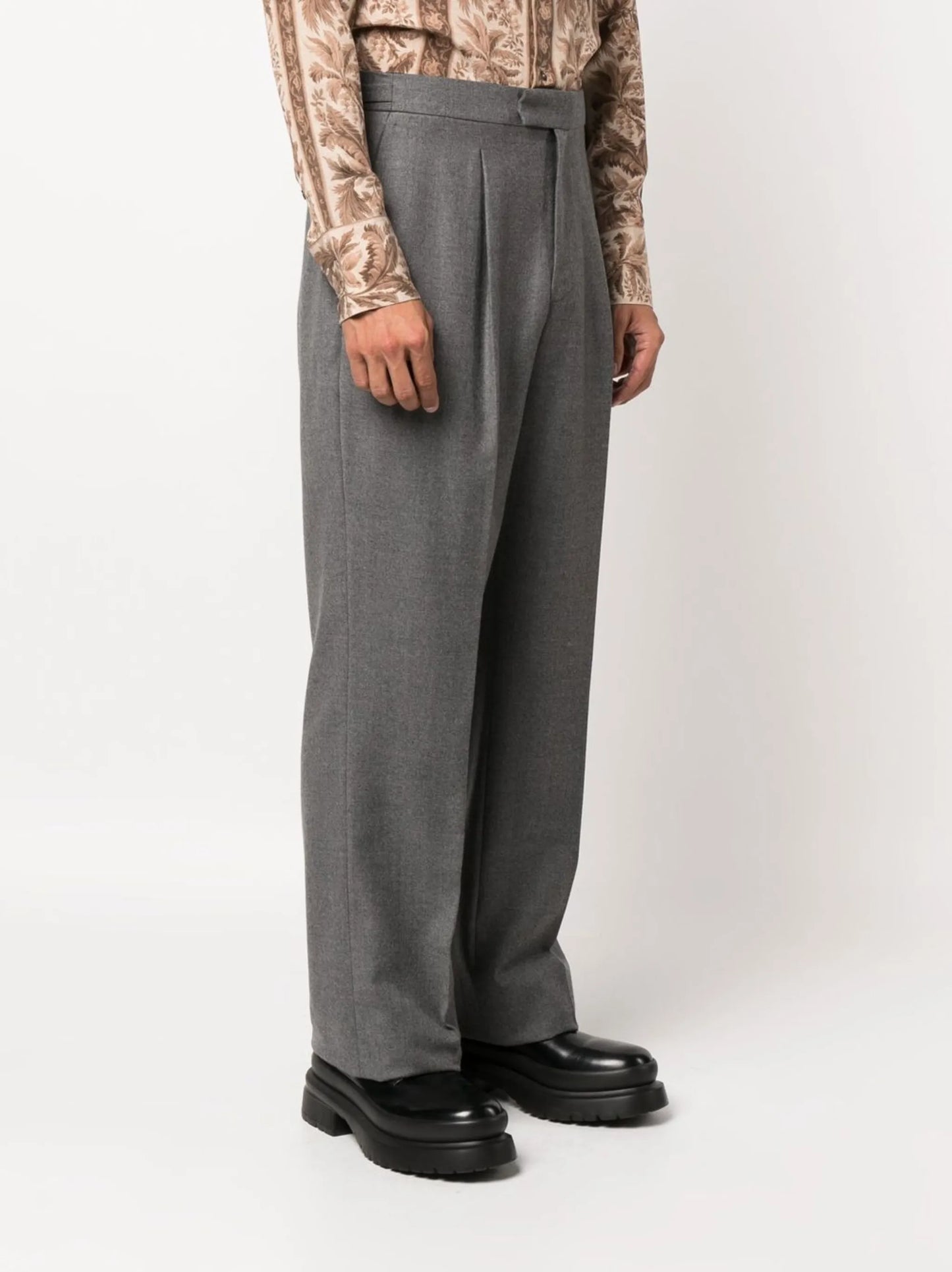 straight-leg wool trousers