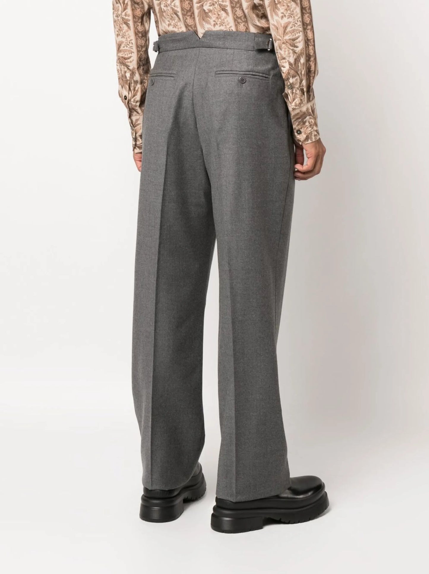 straight-leg wool trousers
