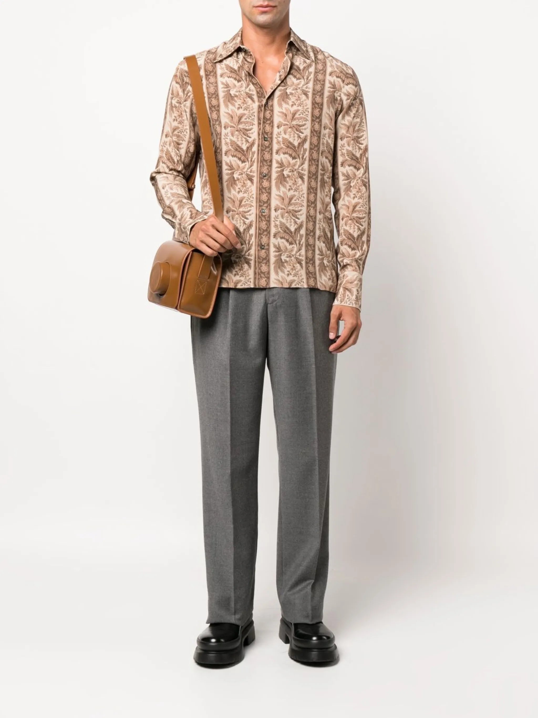 straight-leg wool trousers