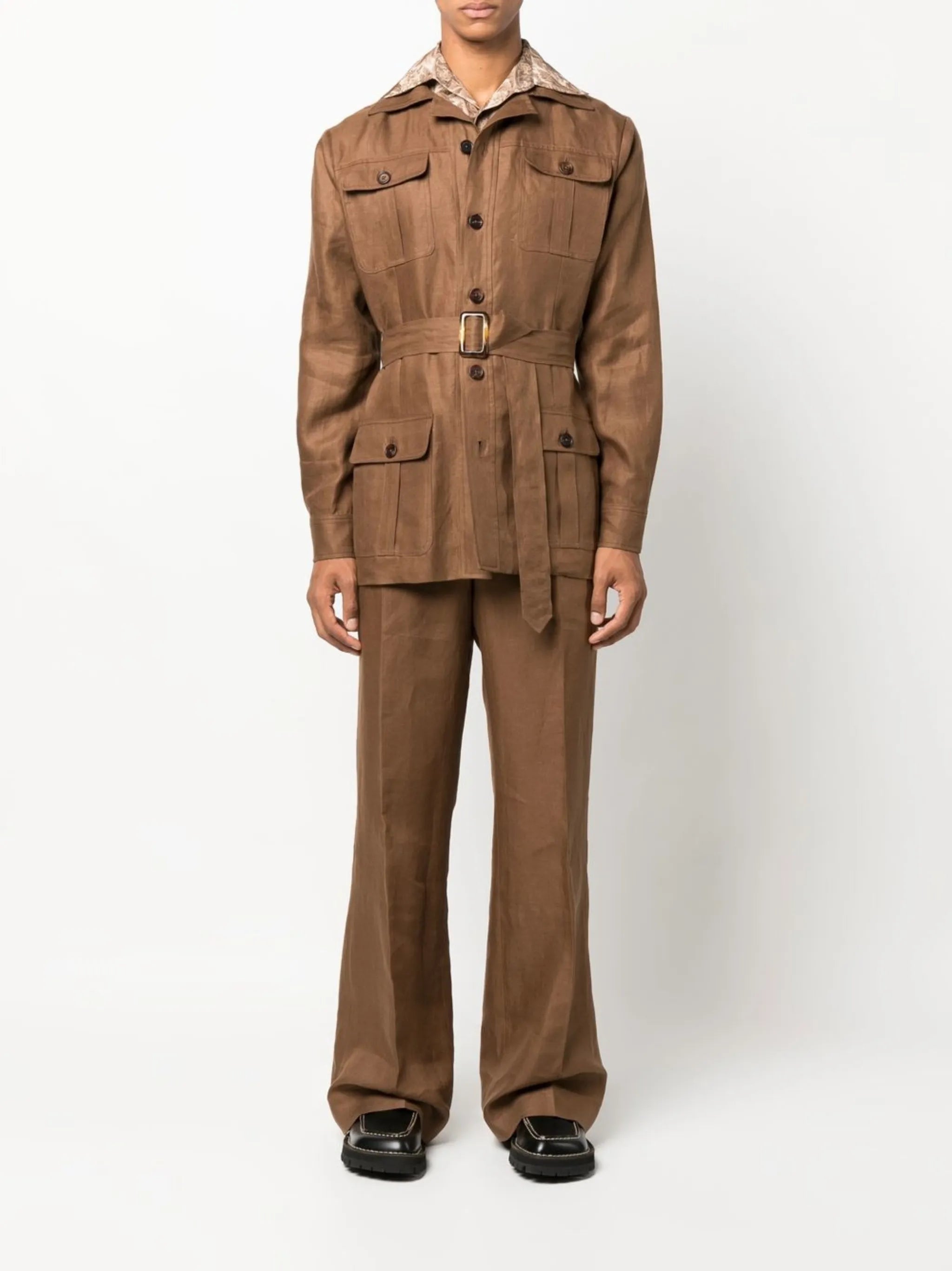 flared linen trousers
