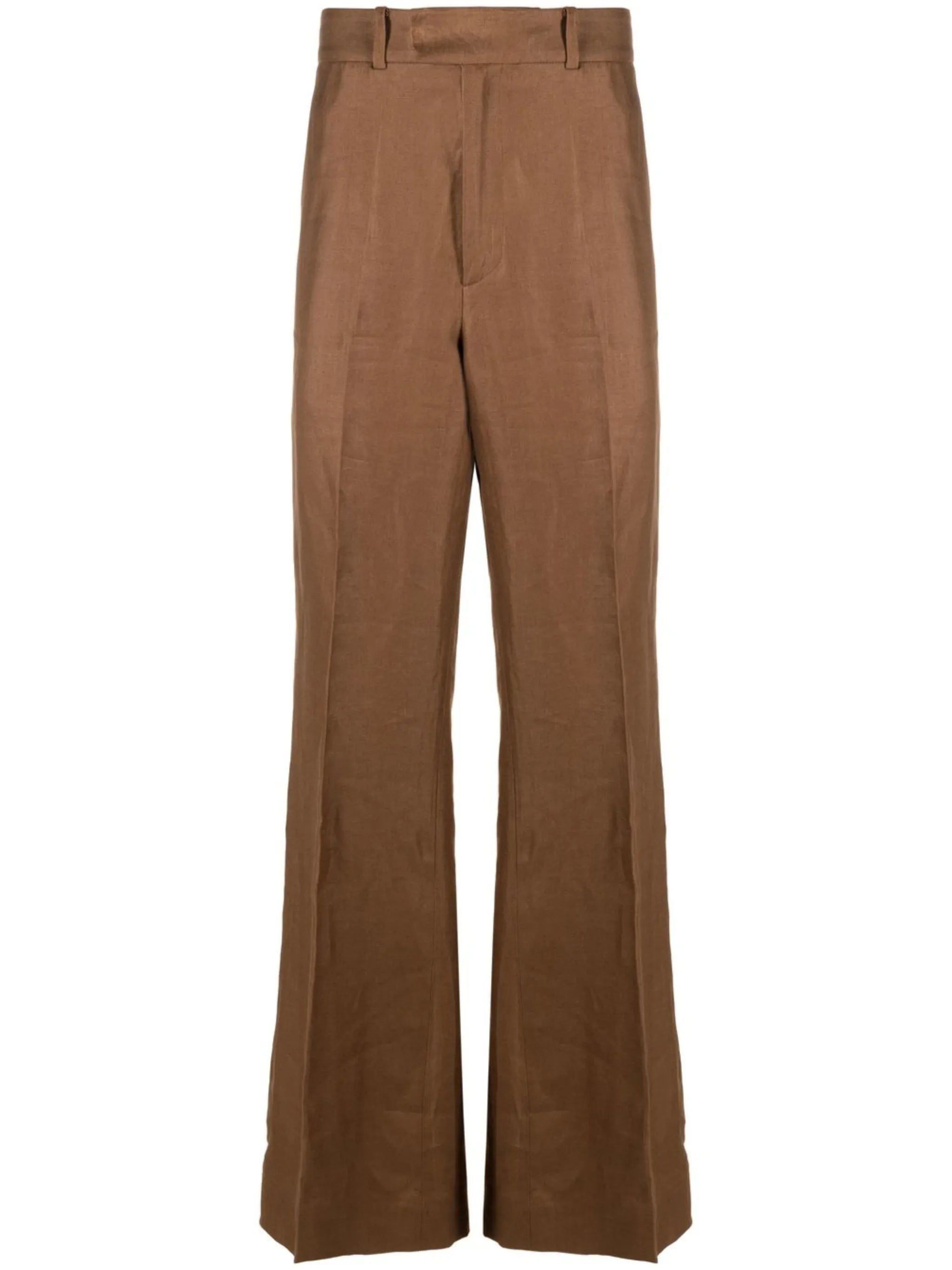 flared linen trousers