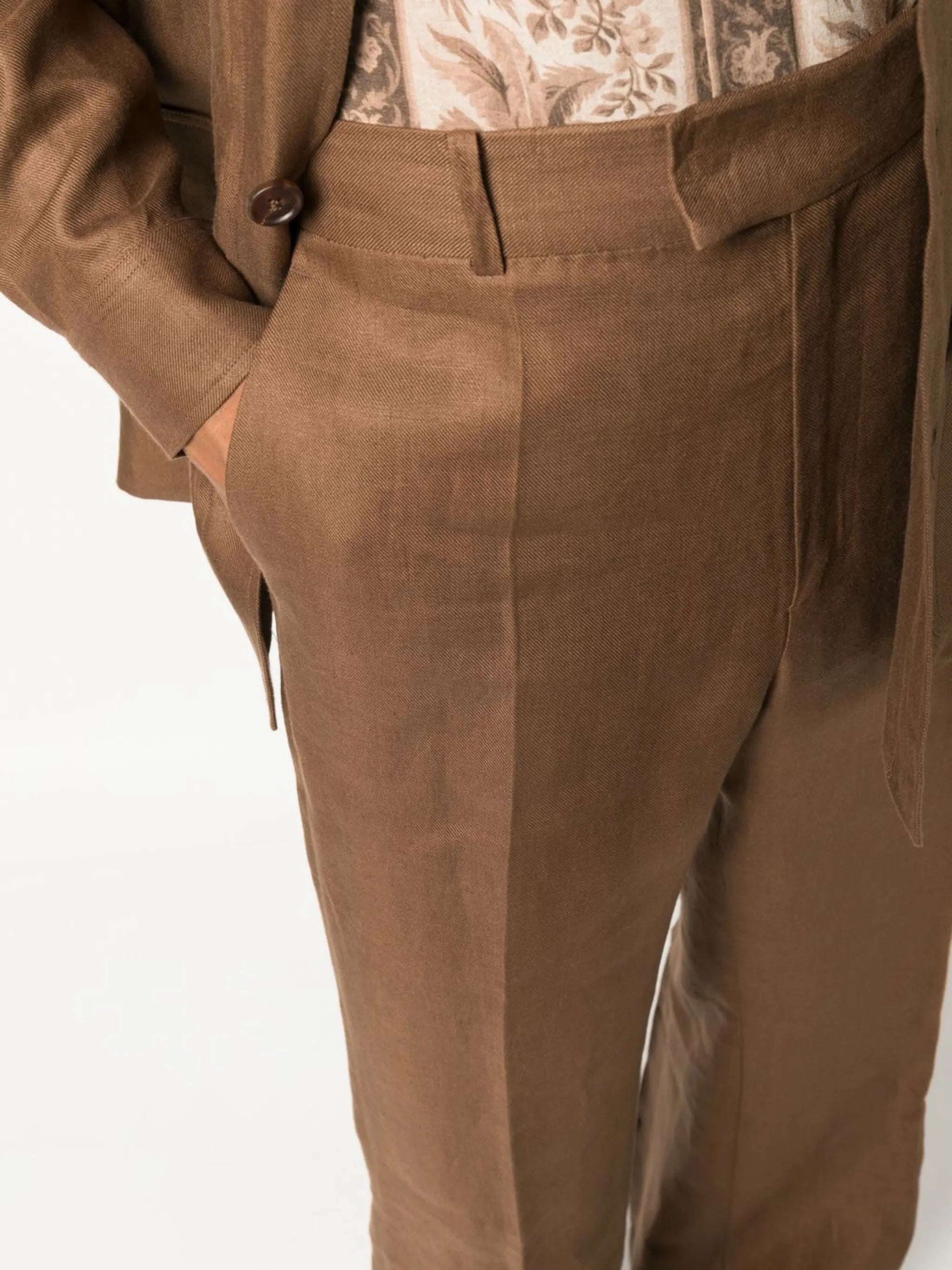 flared linen trousers
