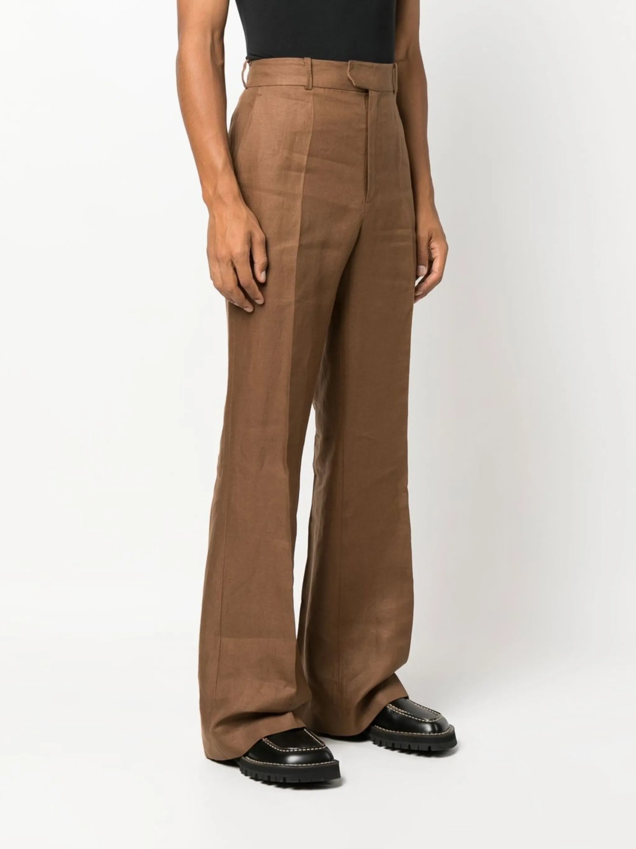 flared linen trousers