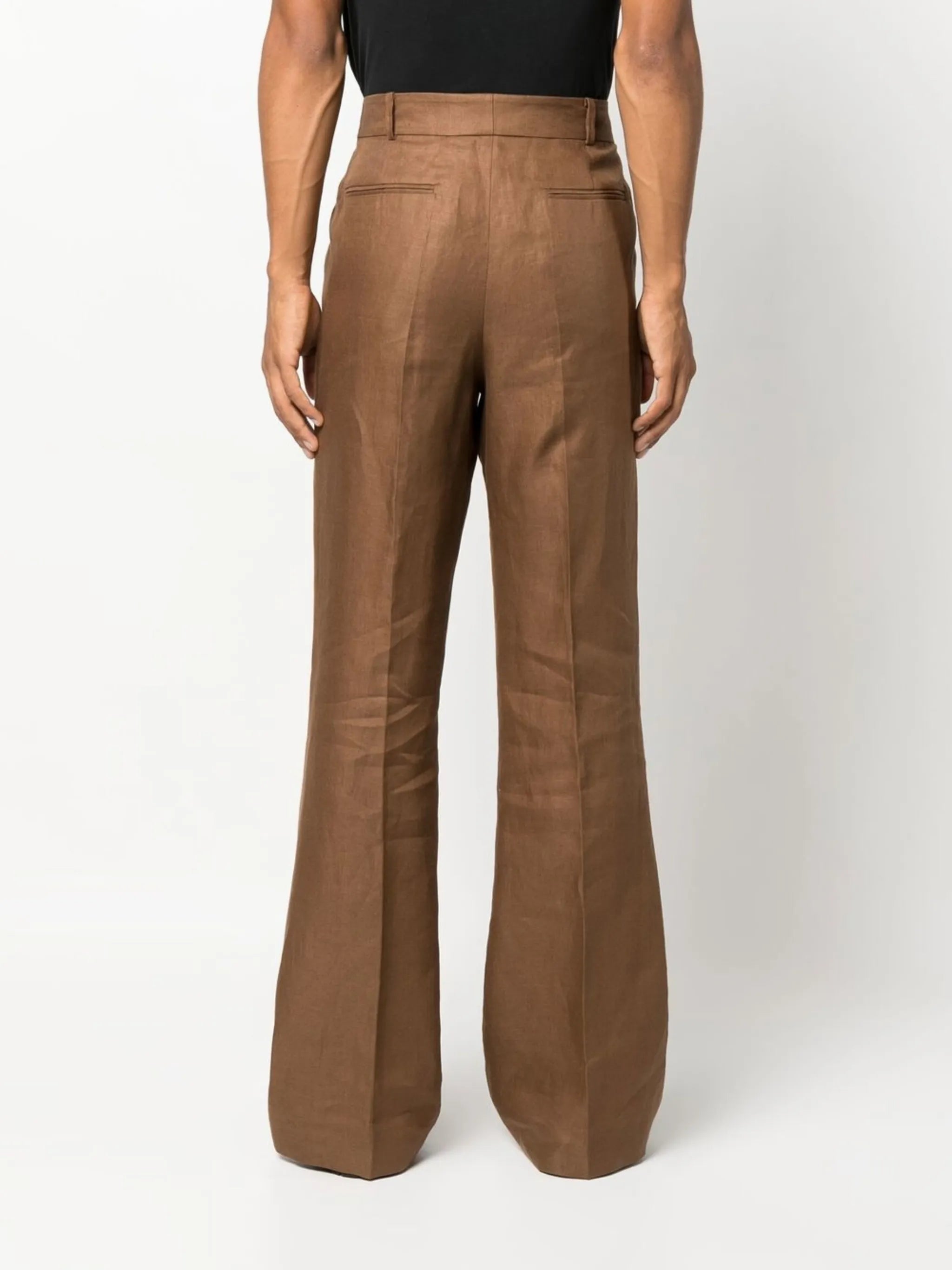 flared linen trousers