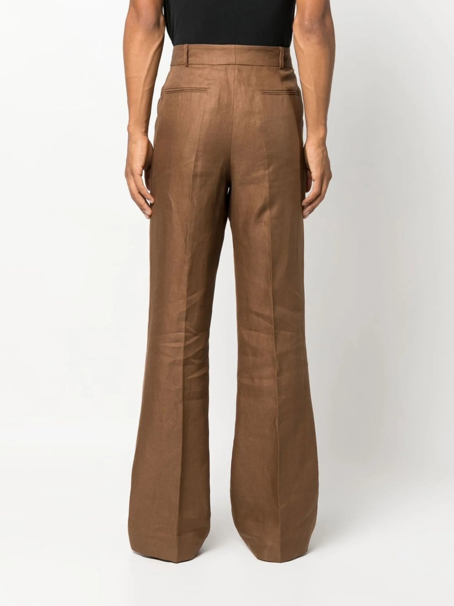 flared linen trousers