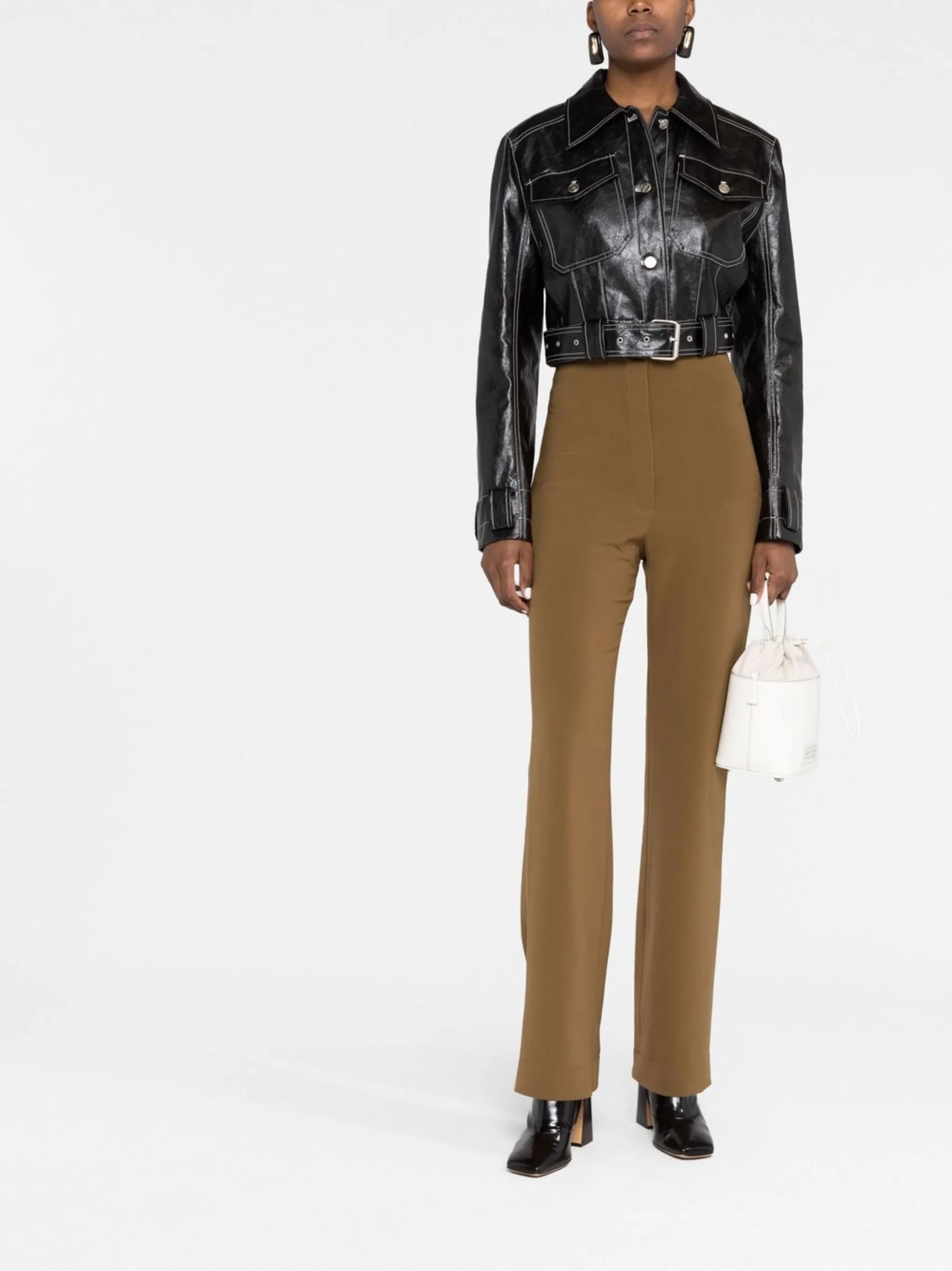 Stitched Faux Leather Jacket