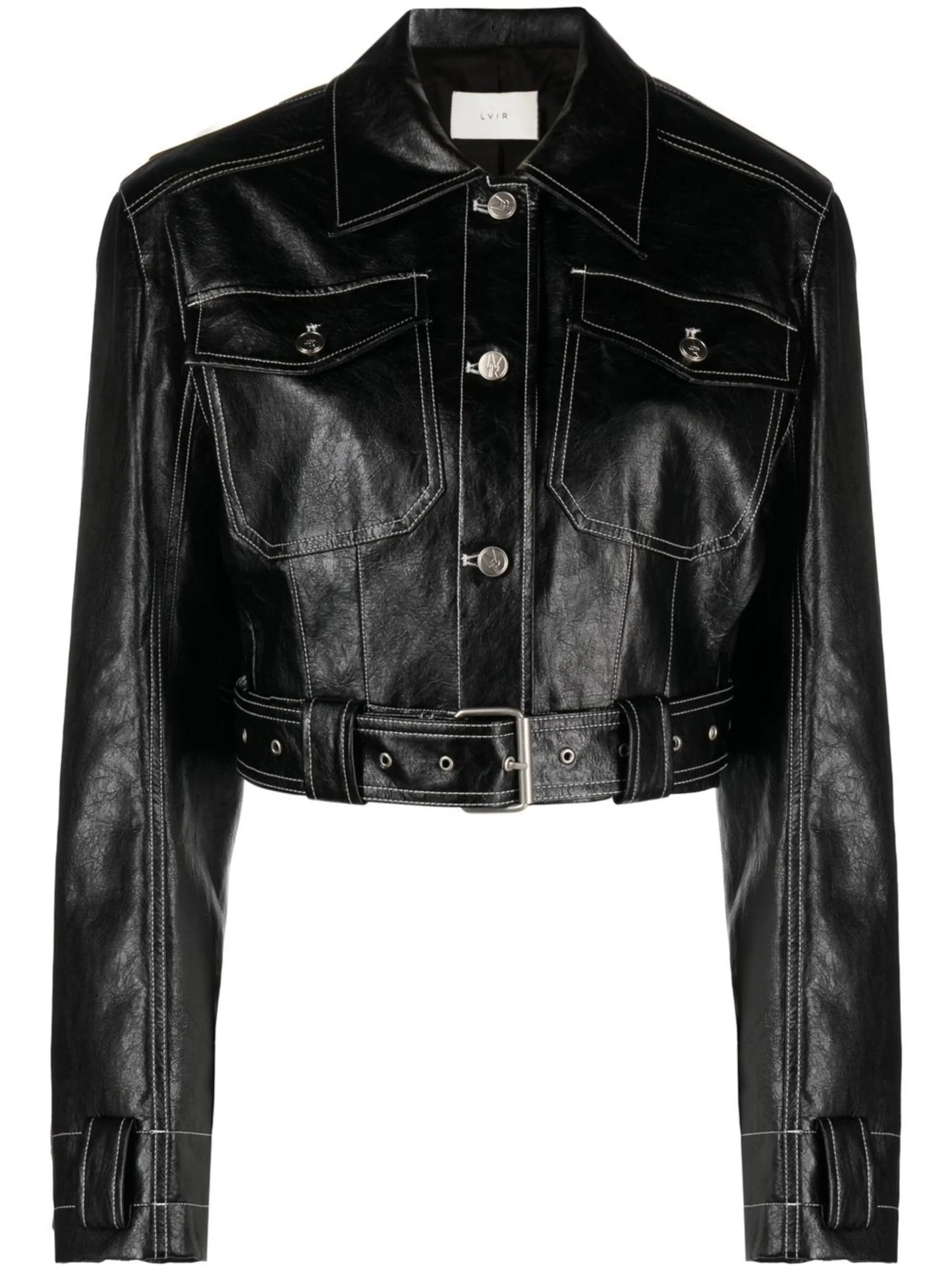 Stitched Faux Leather Jacket