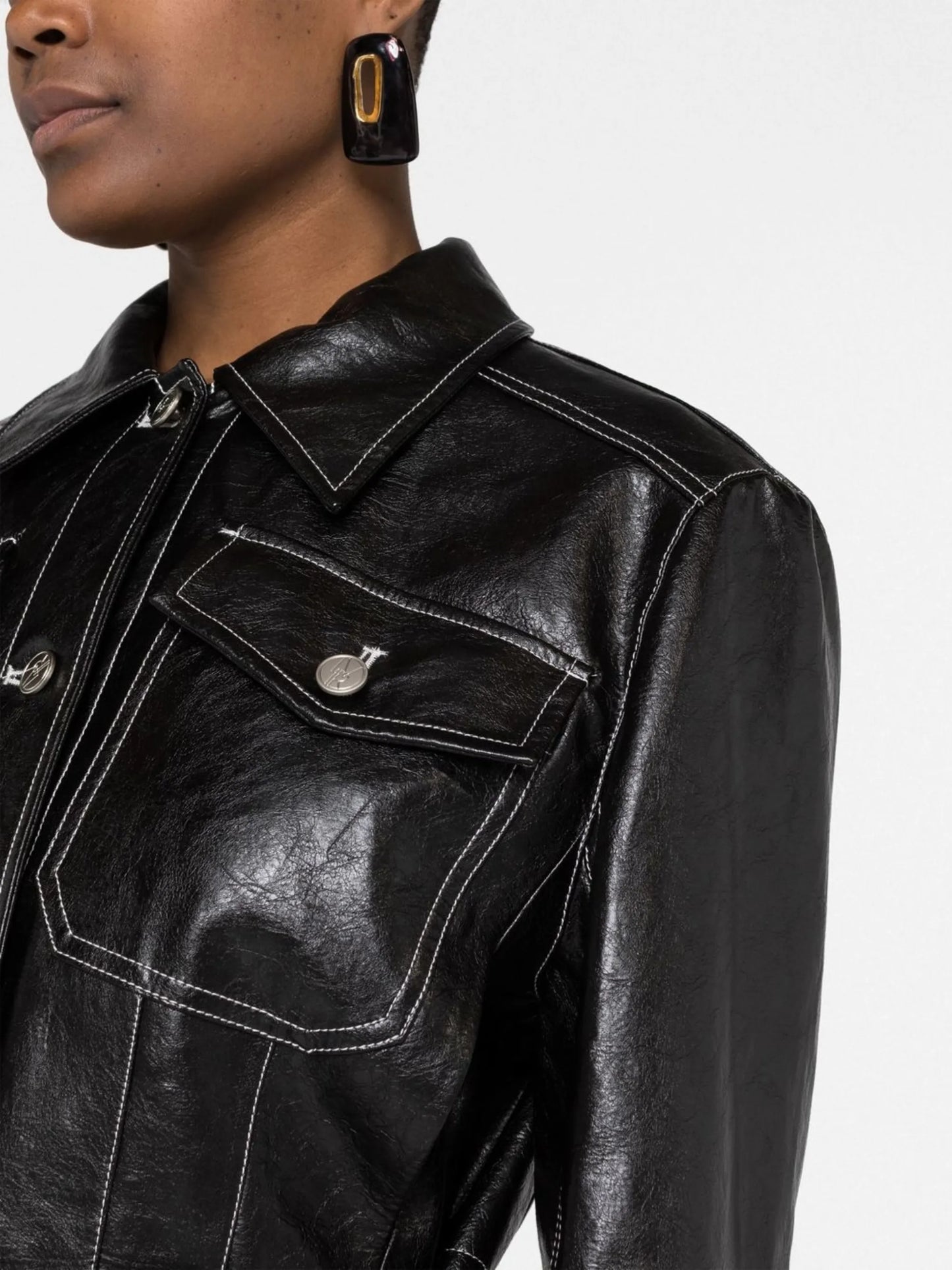 Stitched Faux Leather Jacket