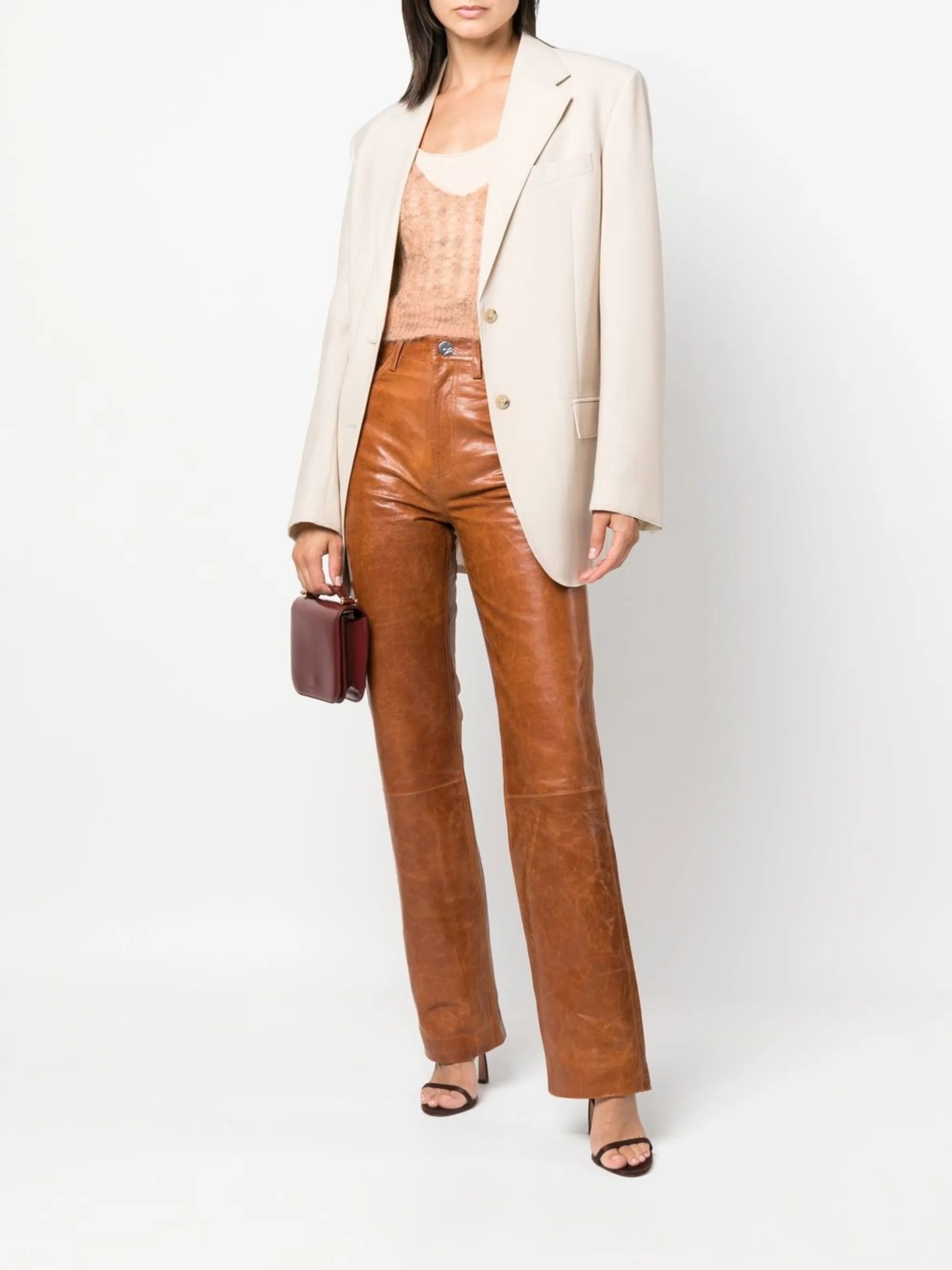 Lynn leather straight-leg trousers