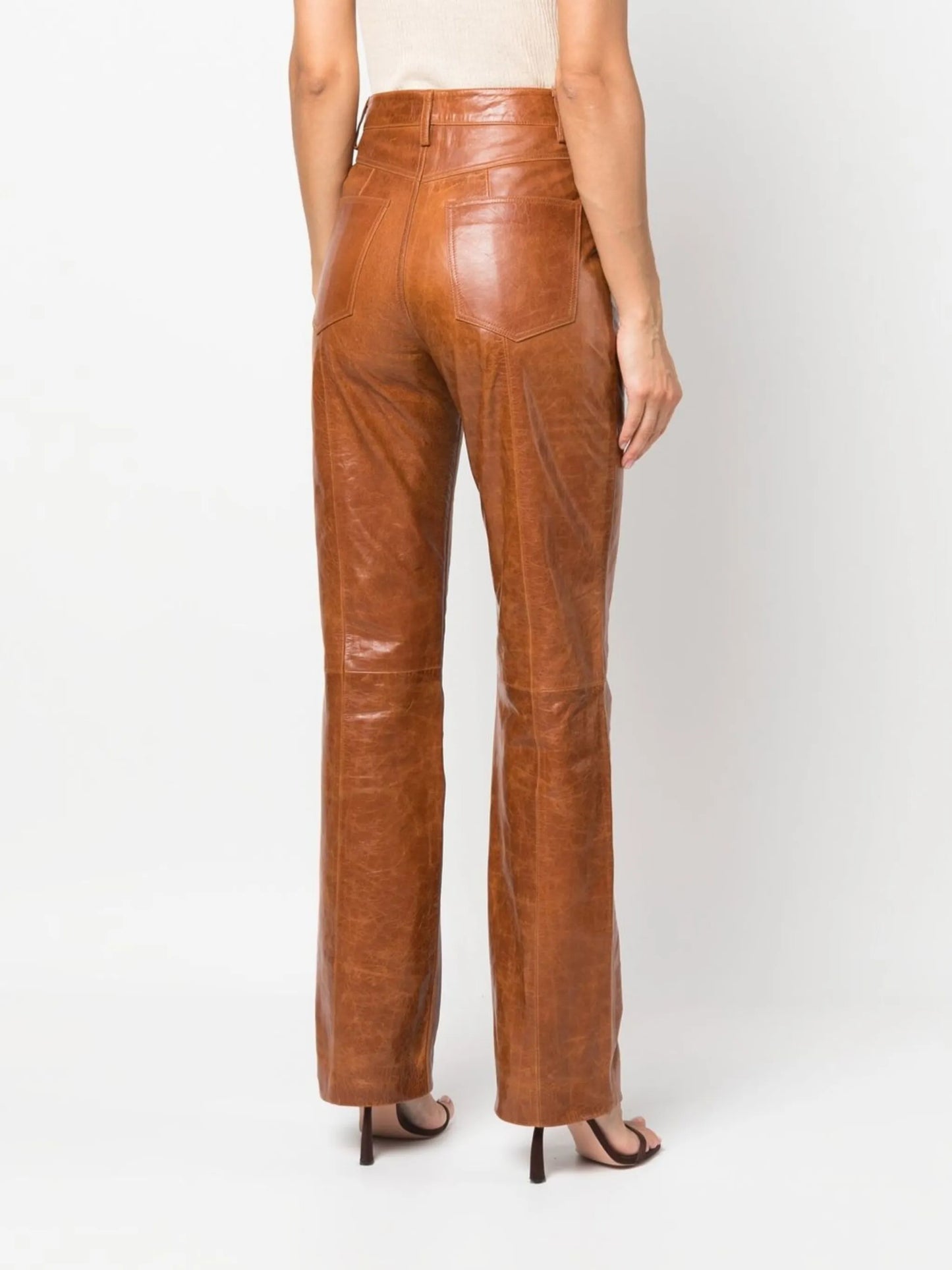 Lynn leather straight-leg trousers