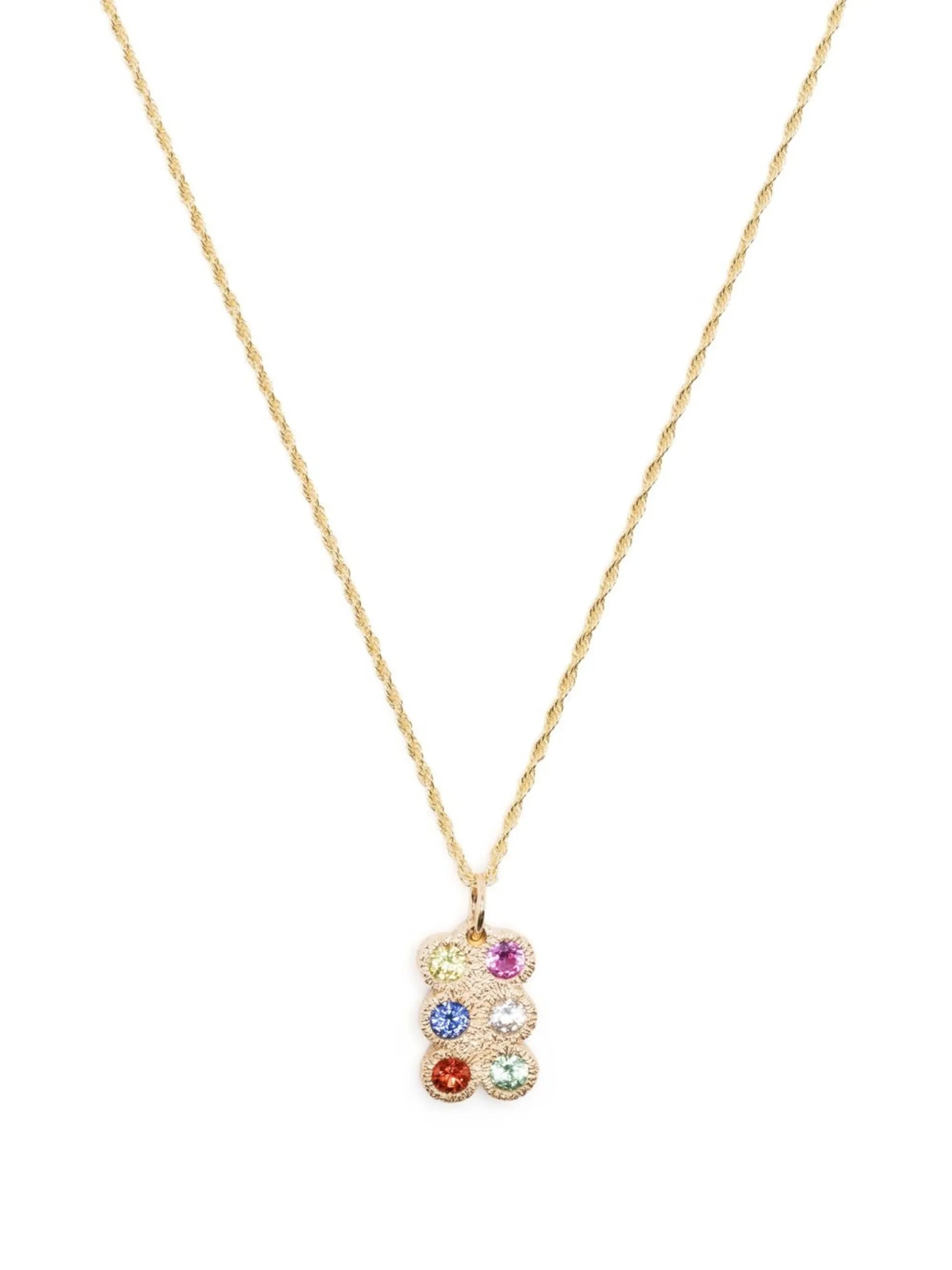 9kt yellow gold Flowers Grow Together sapphire necklace