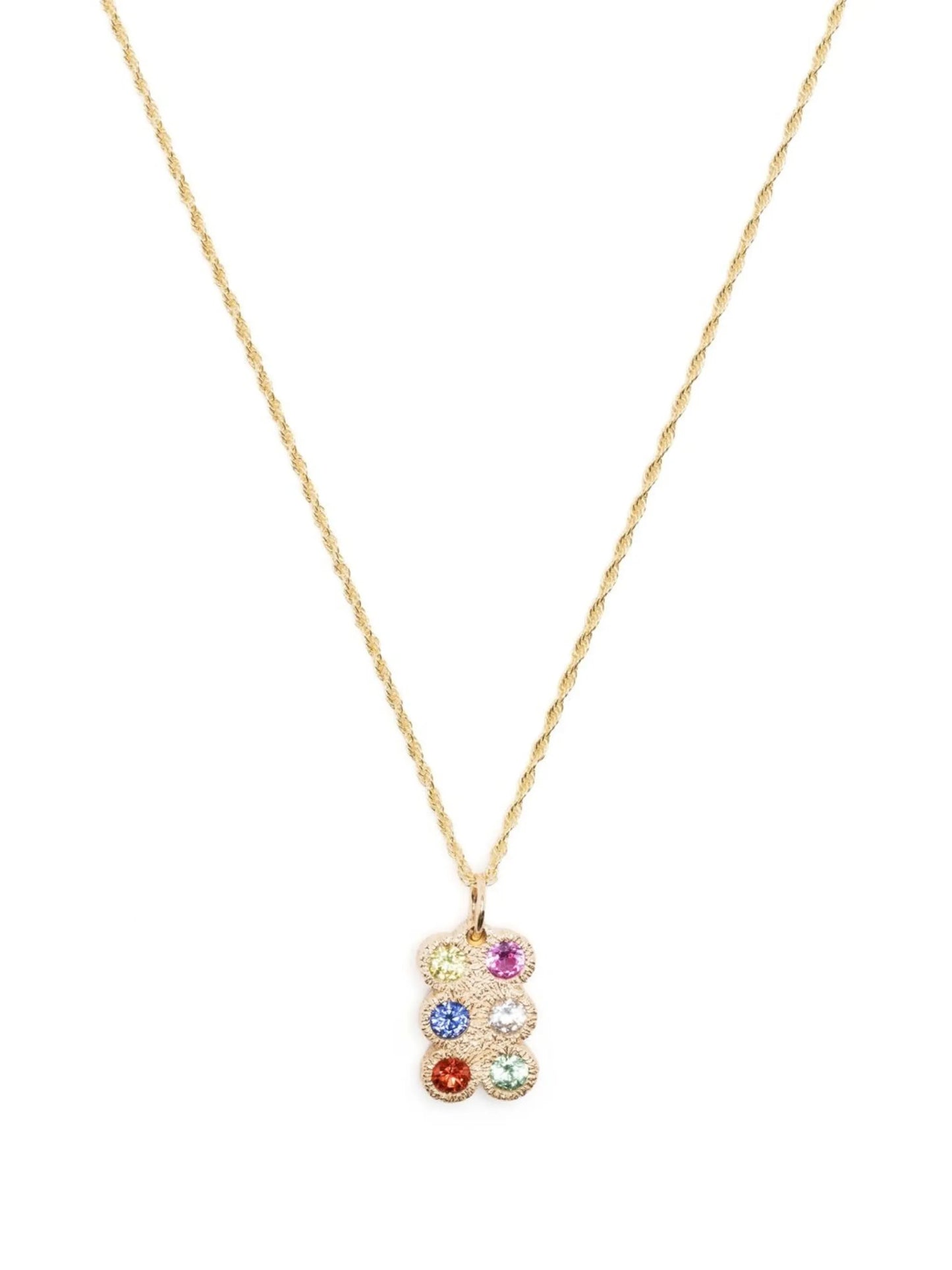 9kt yellow gold Flowers Grow Together sapphire necklace