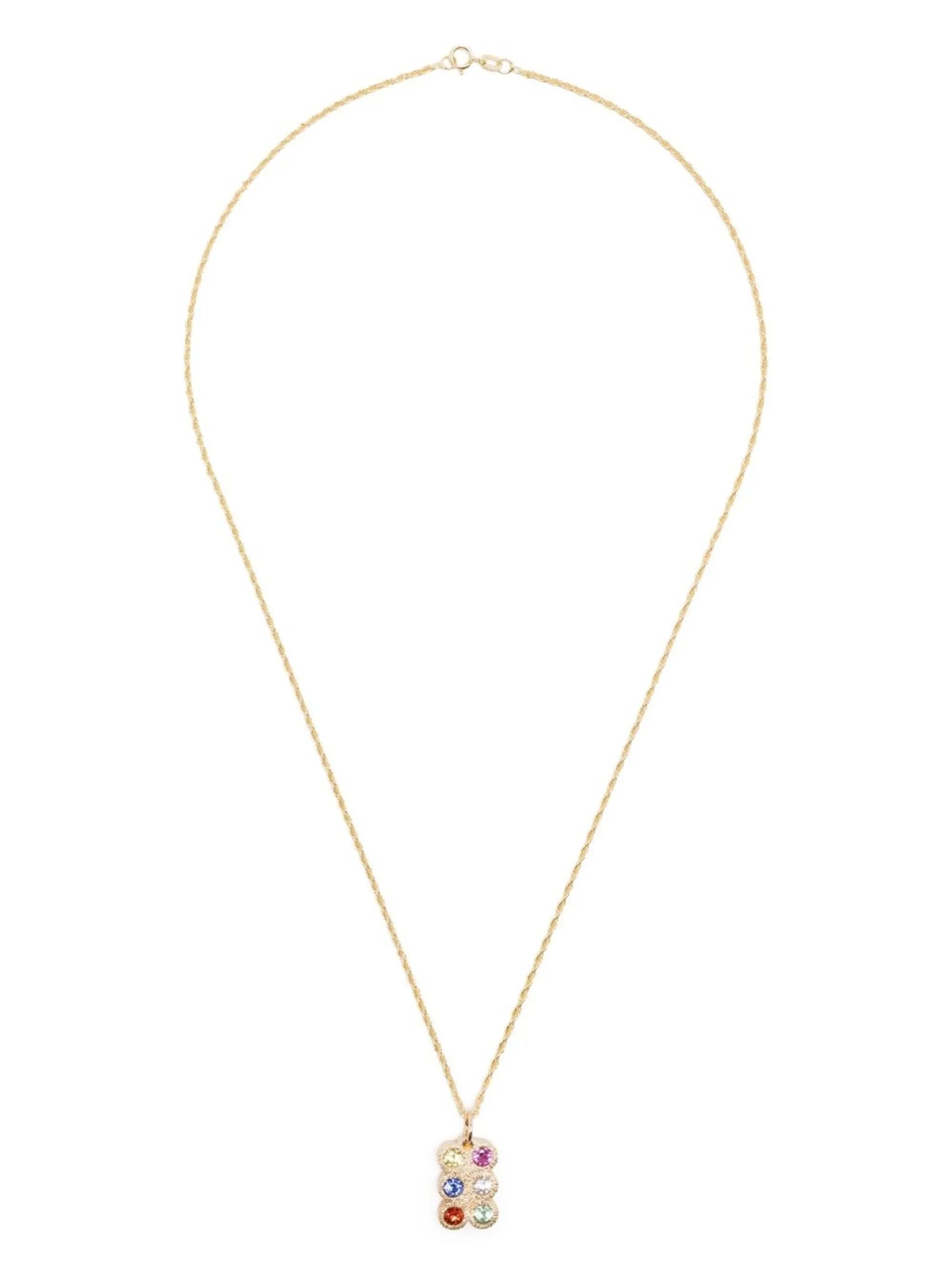 9kt yellow gold Flowers Grow Together sapphire necklace